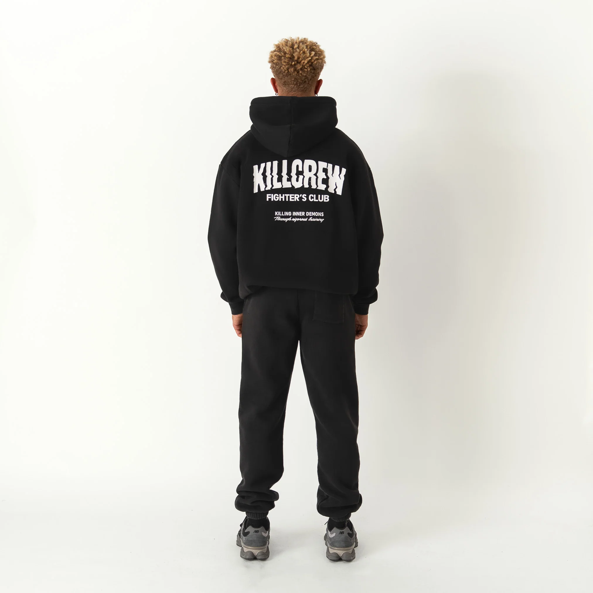 OVERSIZED LUX RIGOROUS TRAINING HOODIE - BLACK / WHITE - Image 4