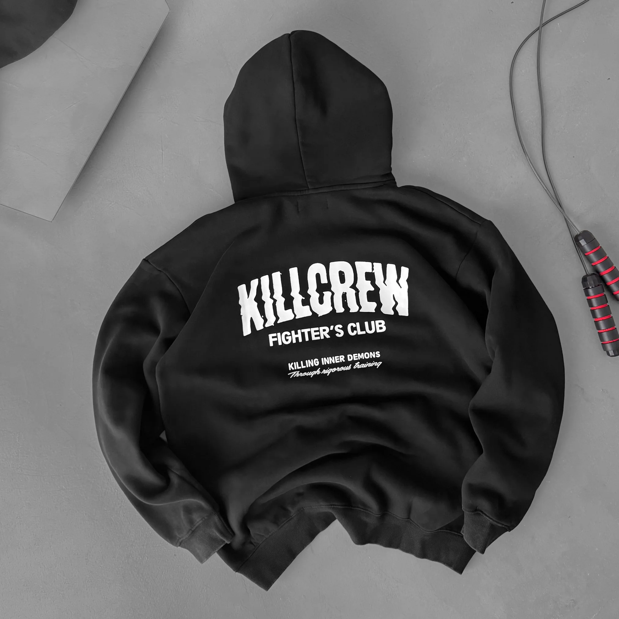 OVERSIZED LUX RIGOROUS TRAINING HOODIE - BLACK / WHITE - Image 5