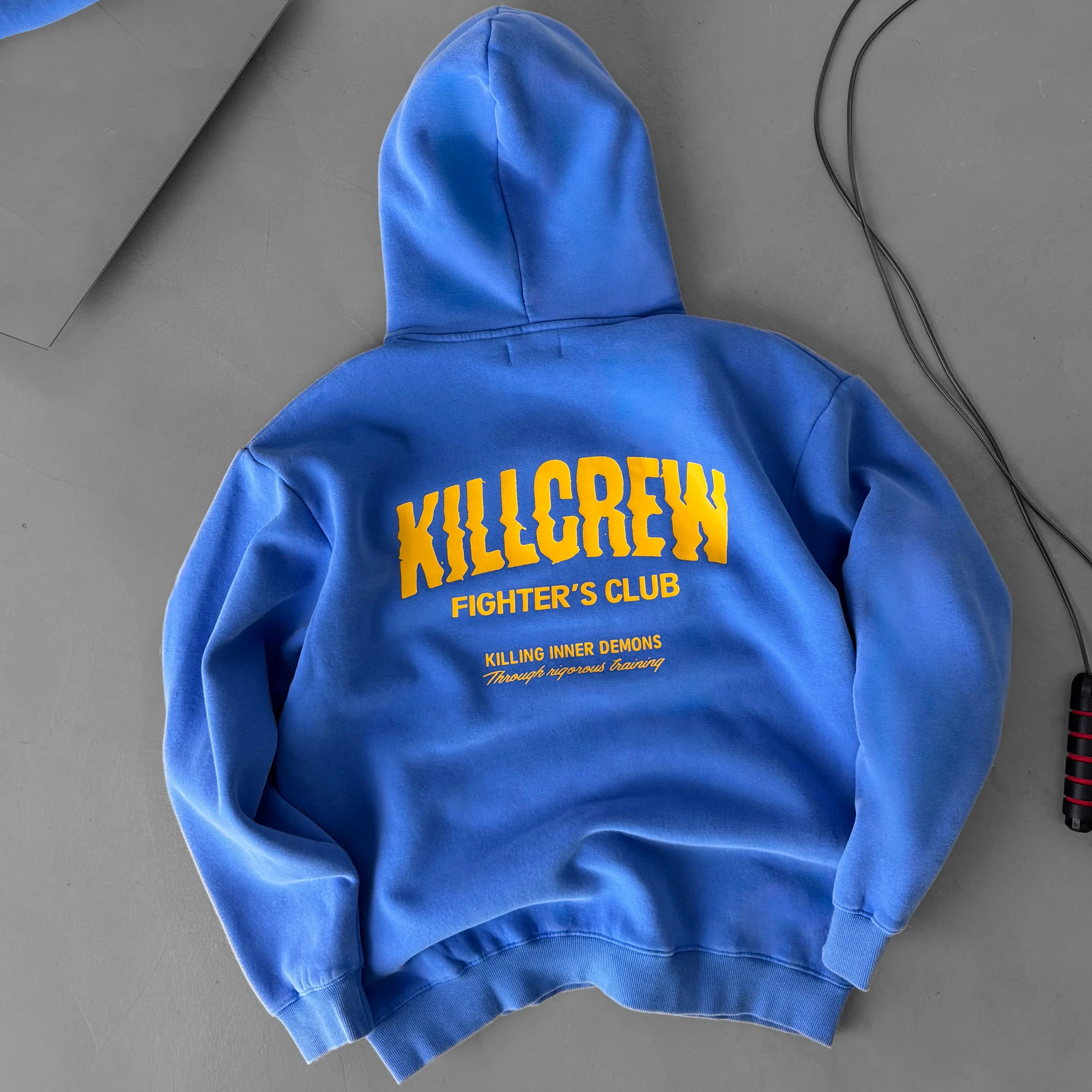 OVERSIZED LUX RIGOROUS TRAINING HOODIE - BLUE / GOLD - Image 5