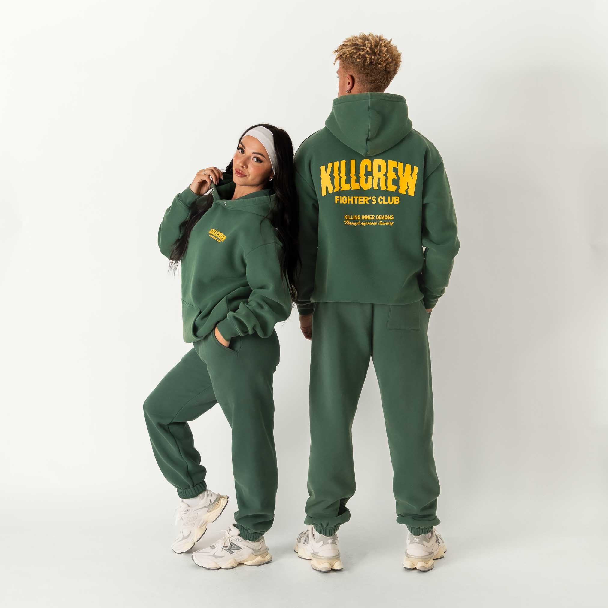 OVERSIZED LUX RIGOROUS TRAINING HOODIE - GREEN / GOLD - Image 2
