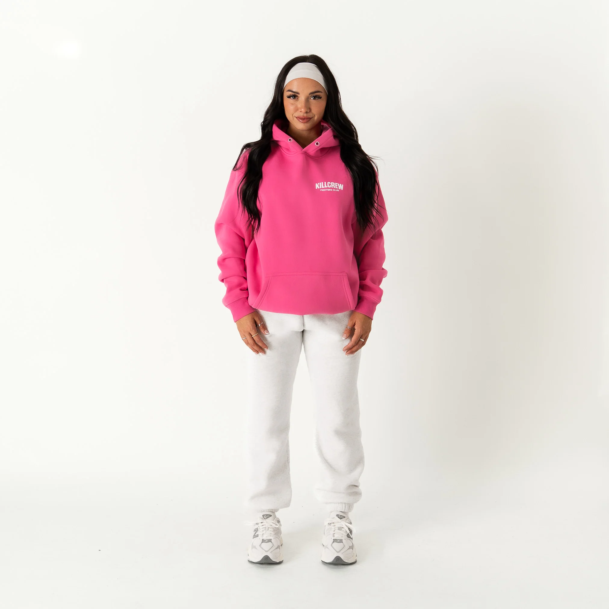 OVERSIZED LUX RIGOROUS TRAINING HOODIE - PINK / WHITE - Image 3