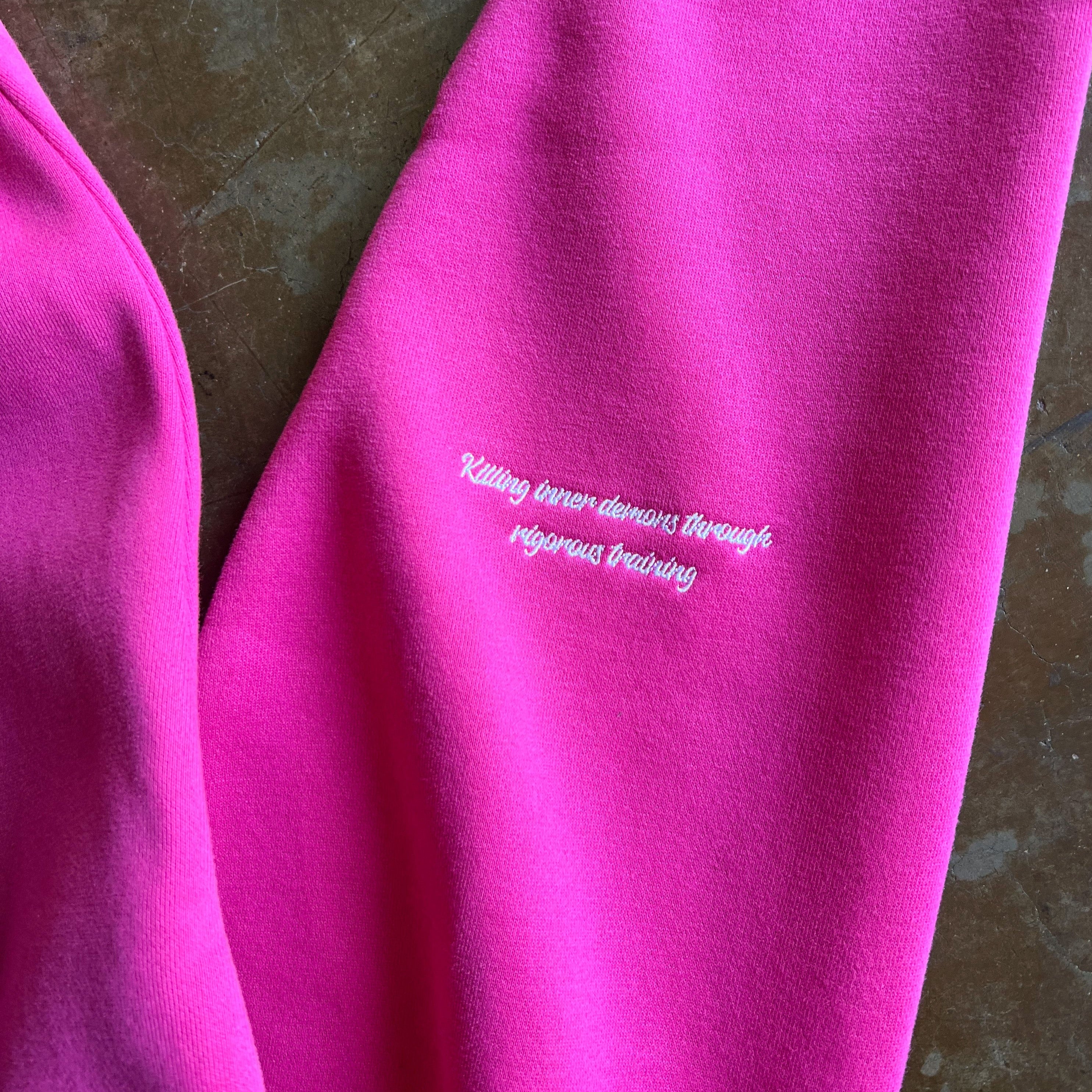OVERSIZED LUX "SCRIPT" CREW NECK - PINK / WHITE - Image 3