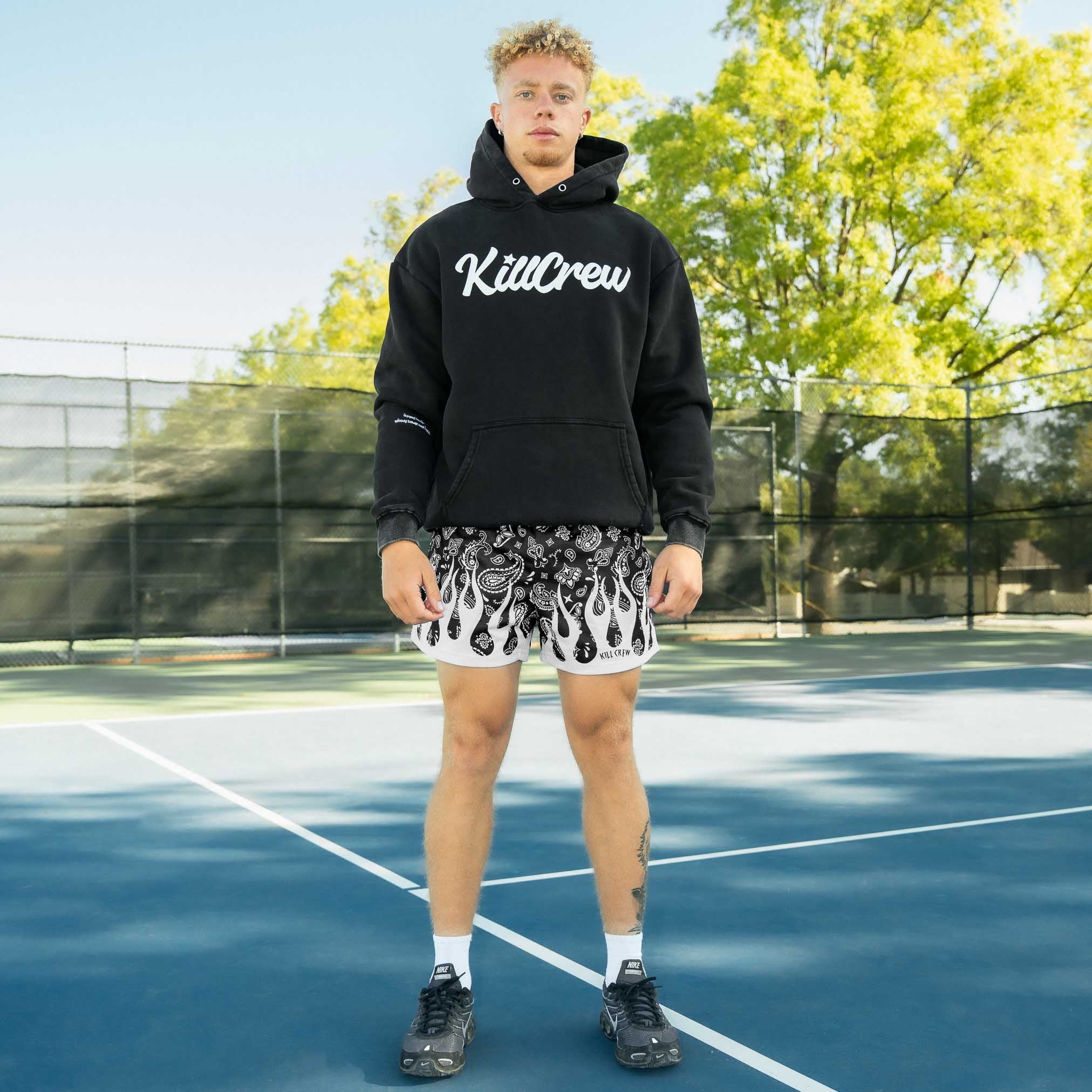 OVERSIZED LUX "SCRIPT" HOODIE - BLACK / WHITE - Image 4