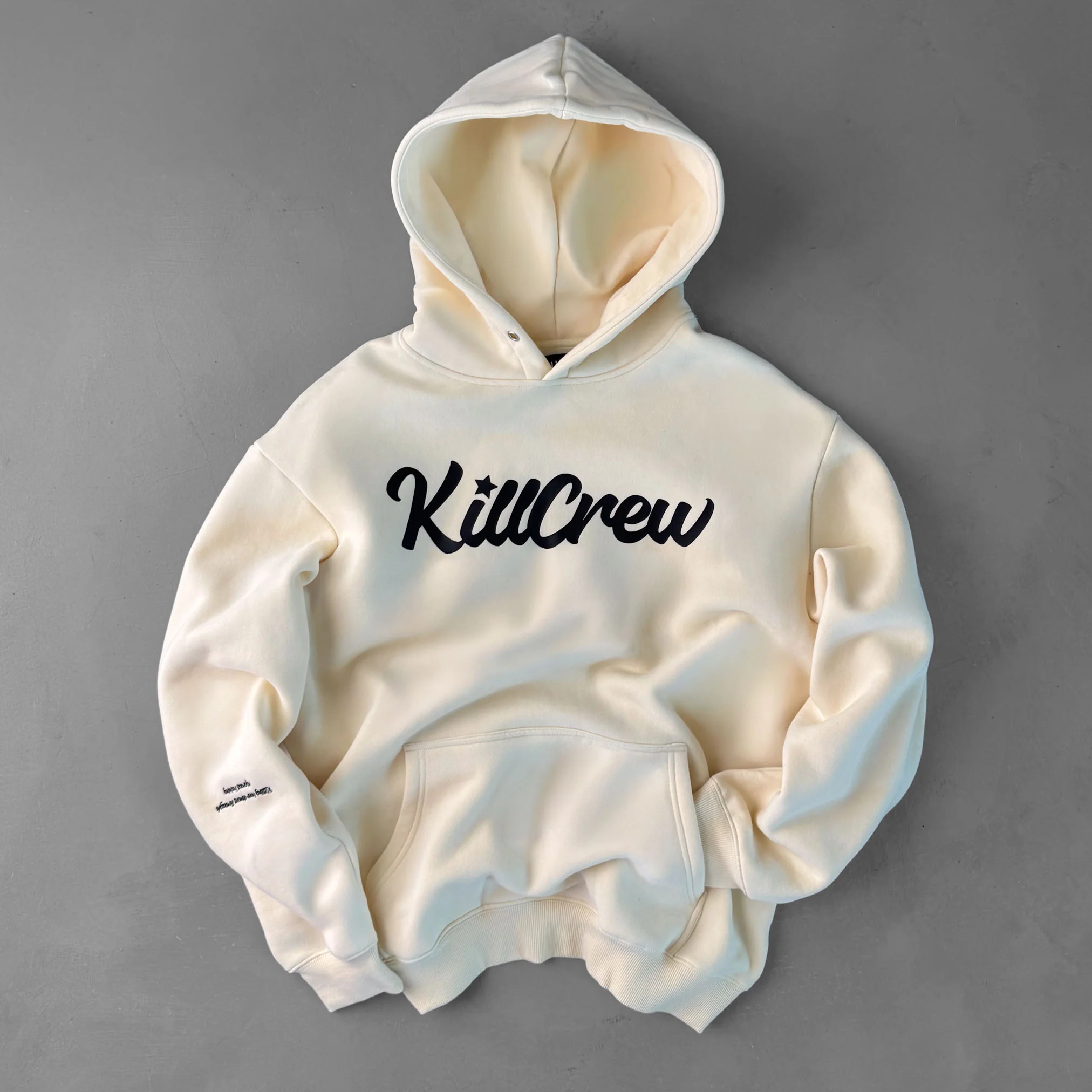 OVERSIZED LUX "SCRIPT" HOODIE - CREAM / BLACK - Image 5