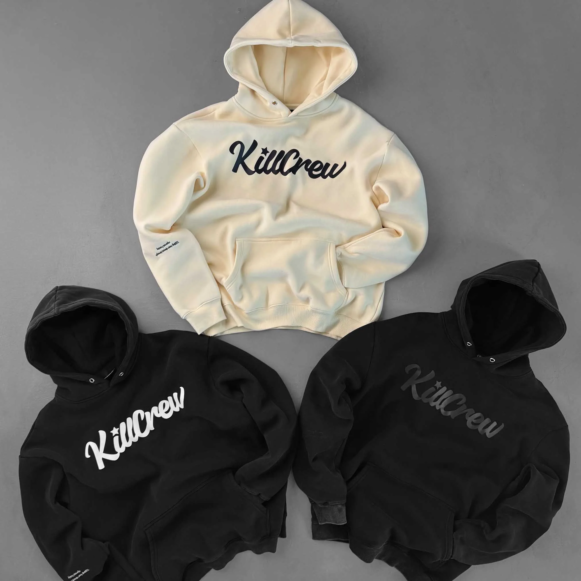 OVERSIZED LUX "SCRIPT" HOODIE - CREAM / BLACK - Image 6