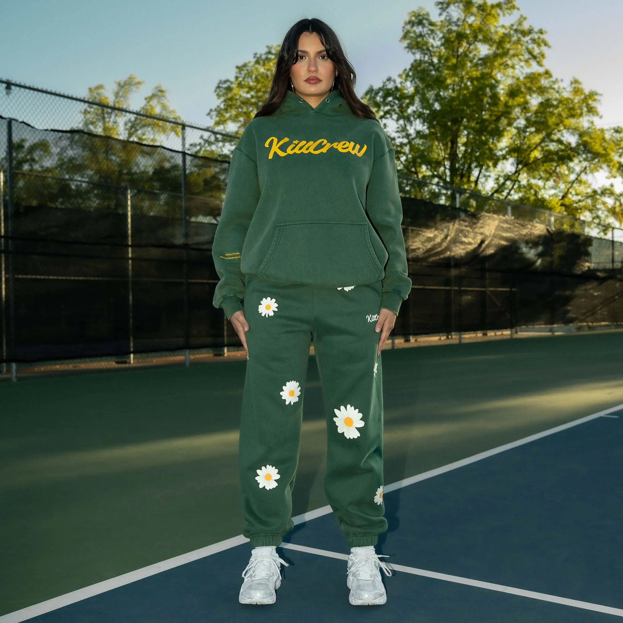 OVERSIZED LUX "SCRIPT" HOODIE - GREEN / GOLD - Image 3