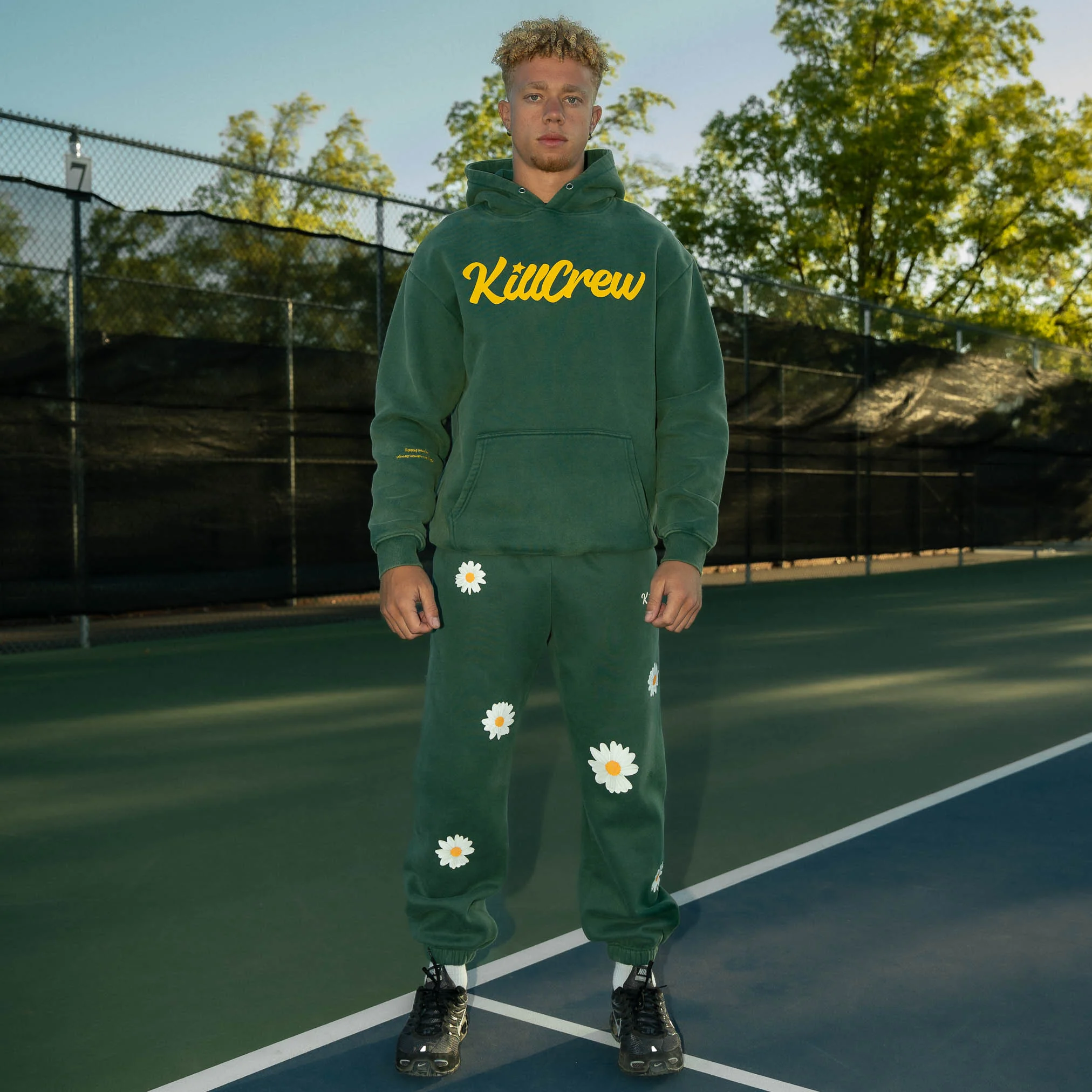 OVERSIZED LUX "SCRIPT" HOODIE - GREEN / GOLD - Image 4