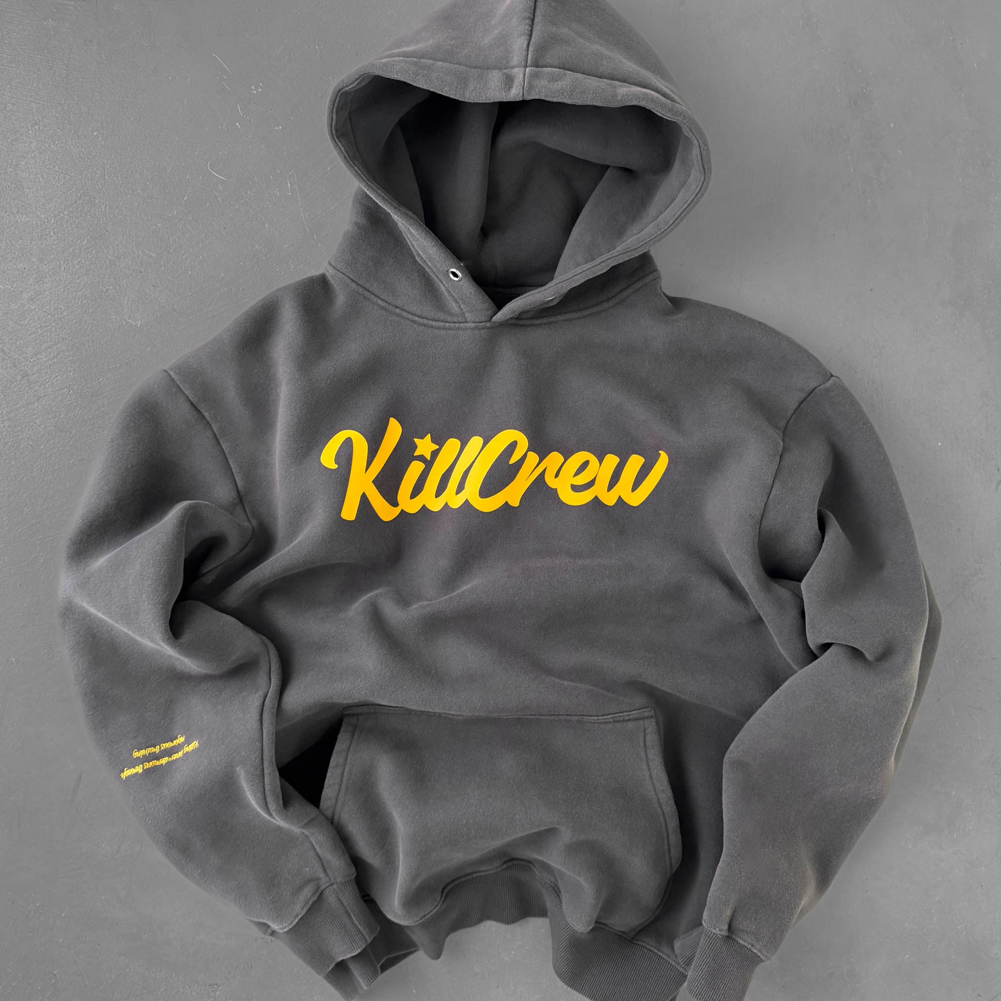 OVERSIZED LUX "SCRIPT" HOODIE - GREY / GOLD - Image 5