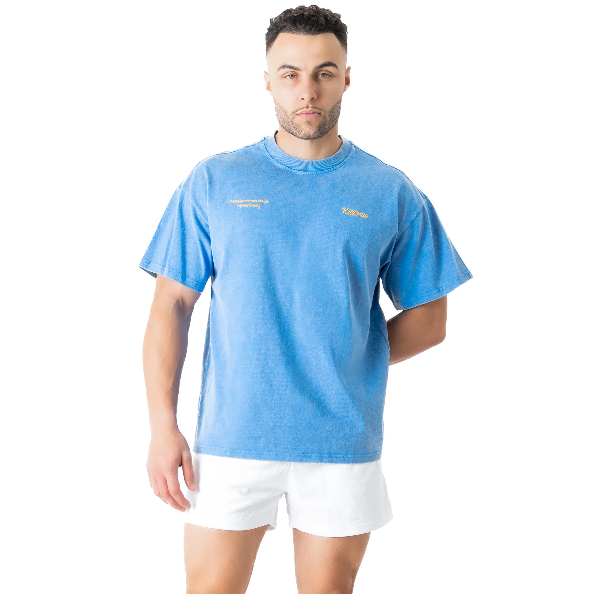 RELAXED FIT LUX SCRIPT T-SHIRT - BLUE / YELLOW - Image 3
