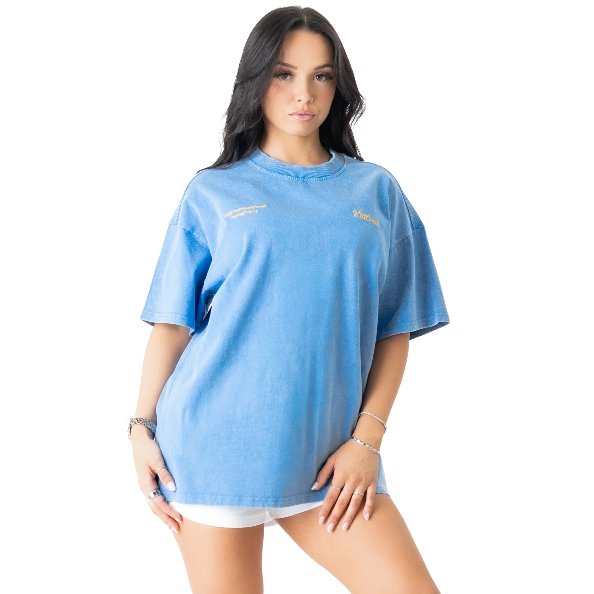 RELAXED FIT LUX SCRIPT T-SHIRT - BLUE / YELLOW - Image 5