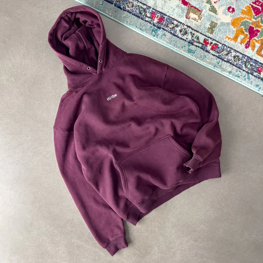 OVERSIZED LUX "SIMPLE" HOODIE - BURGUNDY - Image 3