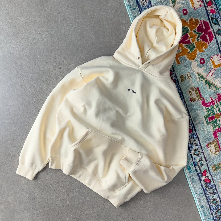 OVERSIZED LUX "SIMPLE" HOODIE - CREAM - Image 3