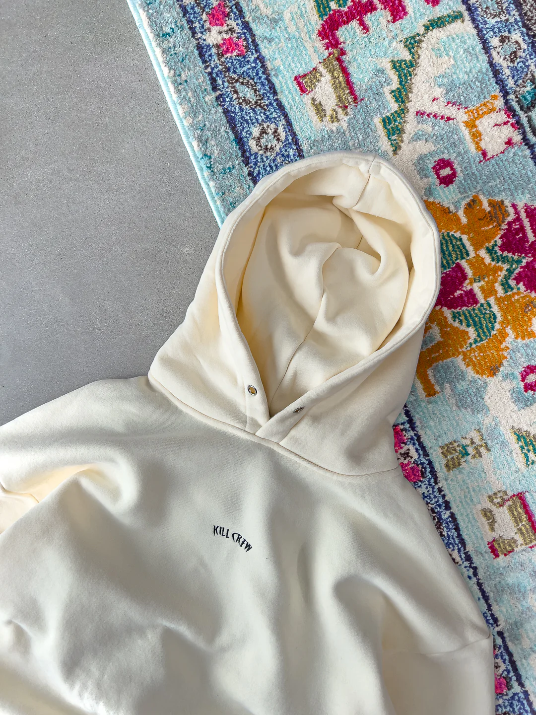 OVERSIZED LUX "SIMPLE" HOODIE - CREAM - Image 4