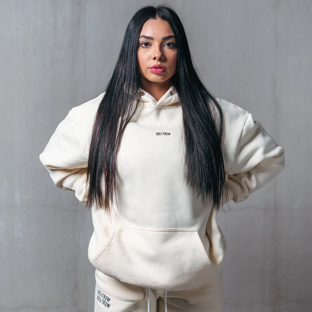 OVERSIZED LUX "SIMPLE" HOODIE - CREAM - Image 5