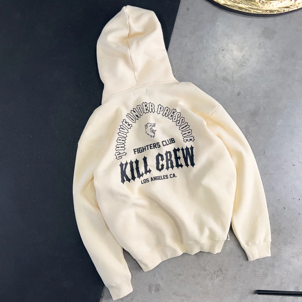 OVERSIZED LUX THRIVE UNDER PRESSURE HOODIE - CREAM - Image 3
