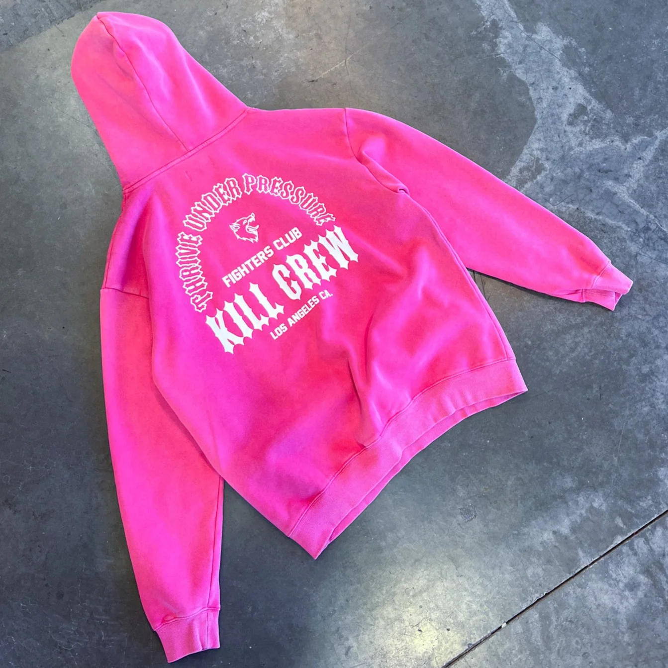 OVERSIZED LUX THRIVE UNDER PRESSURE HOODIE - PINK / WHITE - Image 3