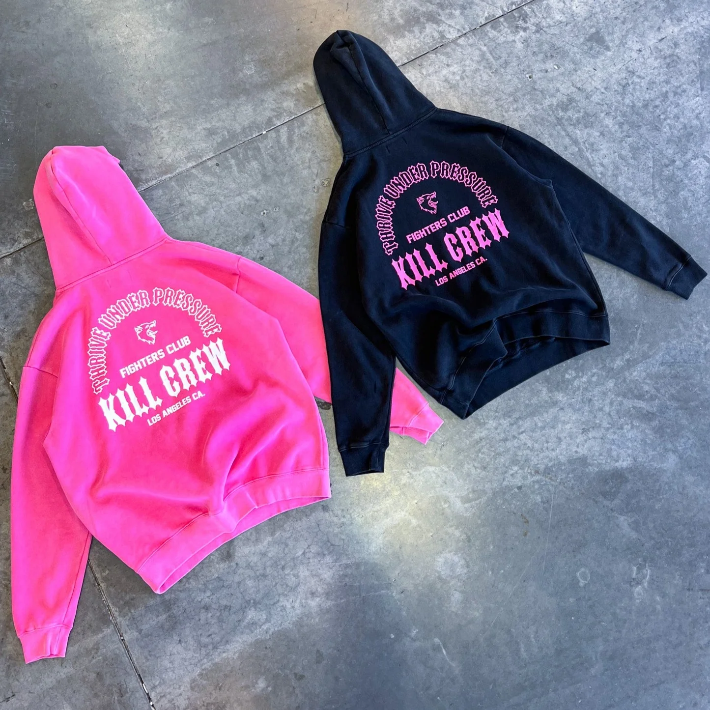 OVERSIZED LUX THRIVE UNDER PRESSURE HOODIE - PINK / WHITE - Image 4
