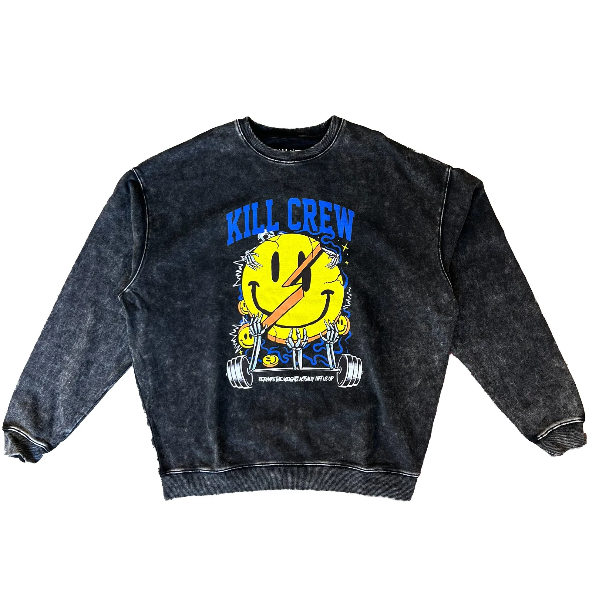 OVERSIZED HEAVYWEIGHT "WEIGHTS LIFT US UP" CREW NECK - BLACK