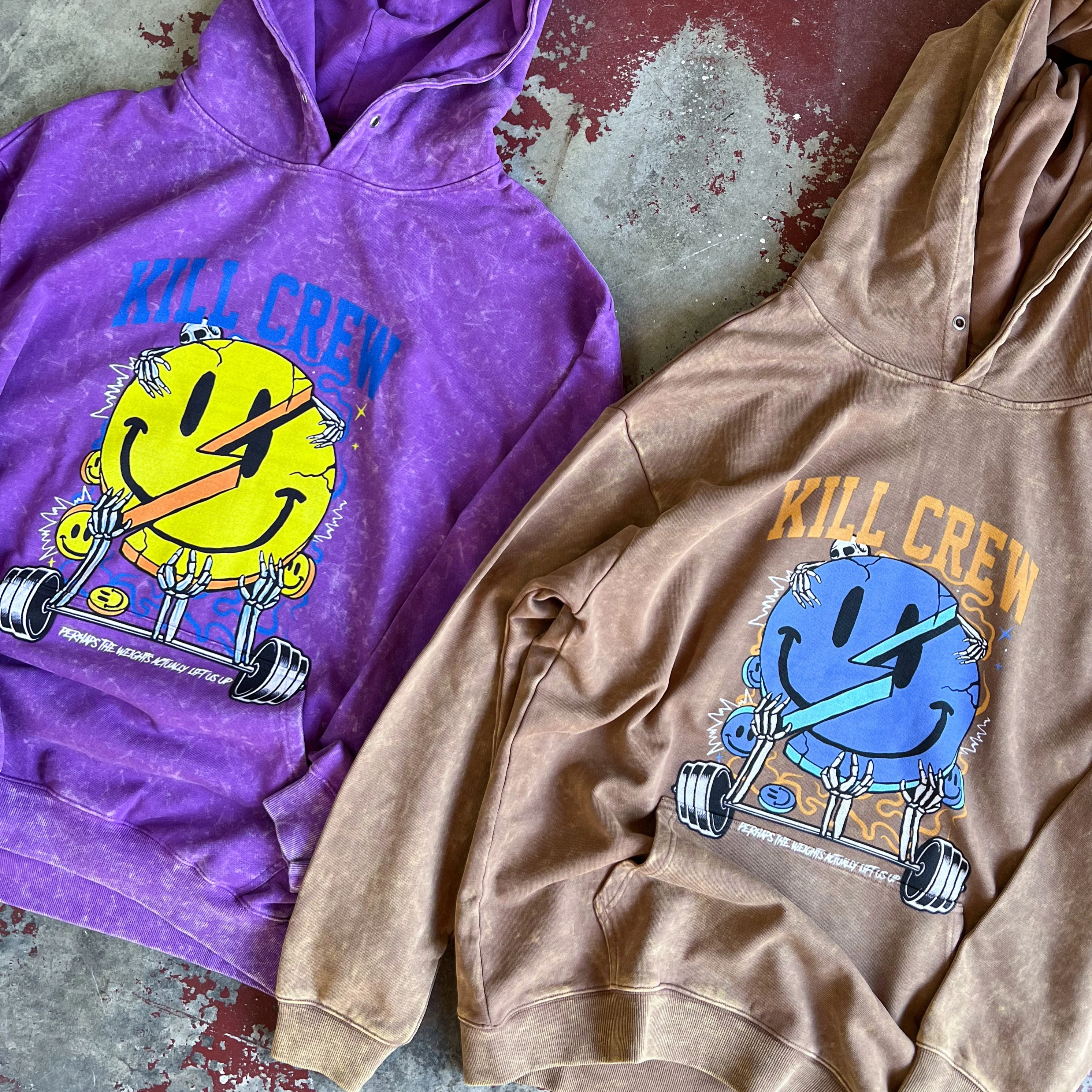 OVERSIZED LUX "WEIGHTS LIFT US UP" HOODIE - BROWN - Image 4