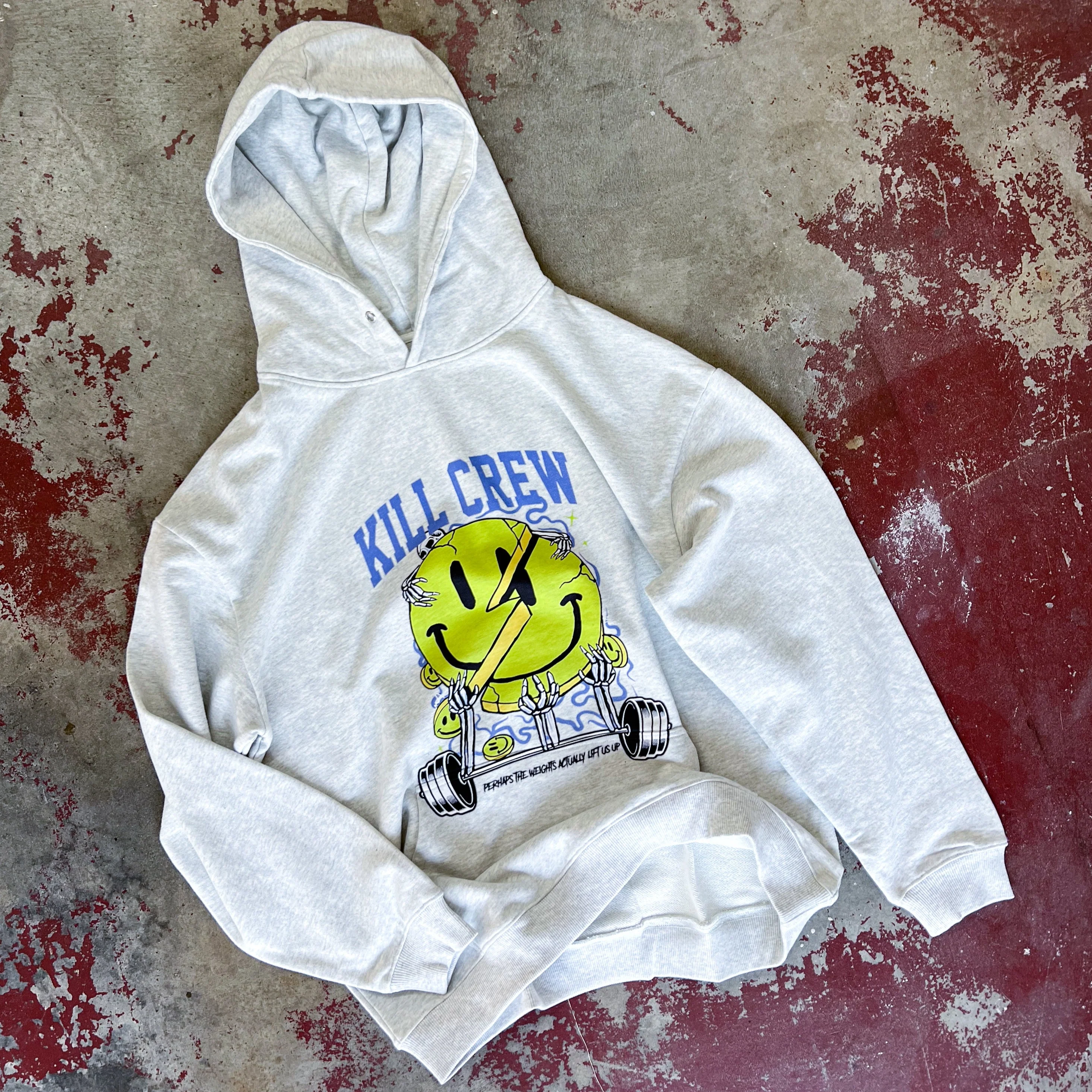 OVERSIZED LUX "WEIGHTS LIFT US UP" HOODIE - GREY - Image 3