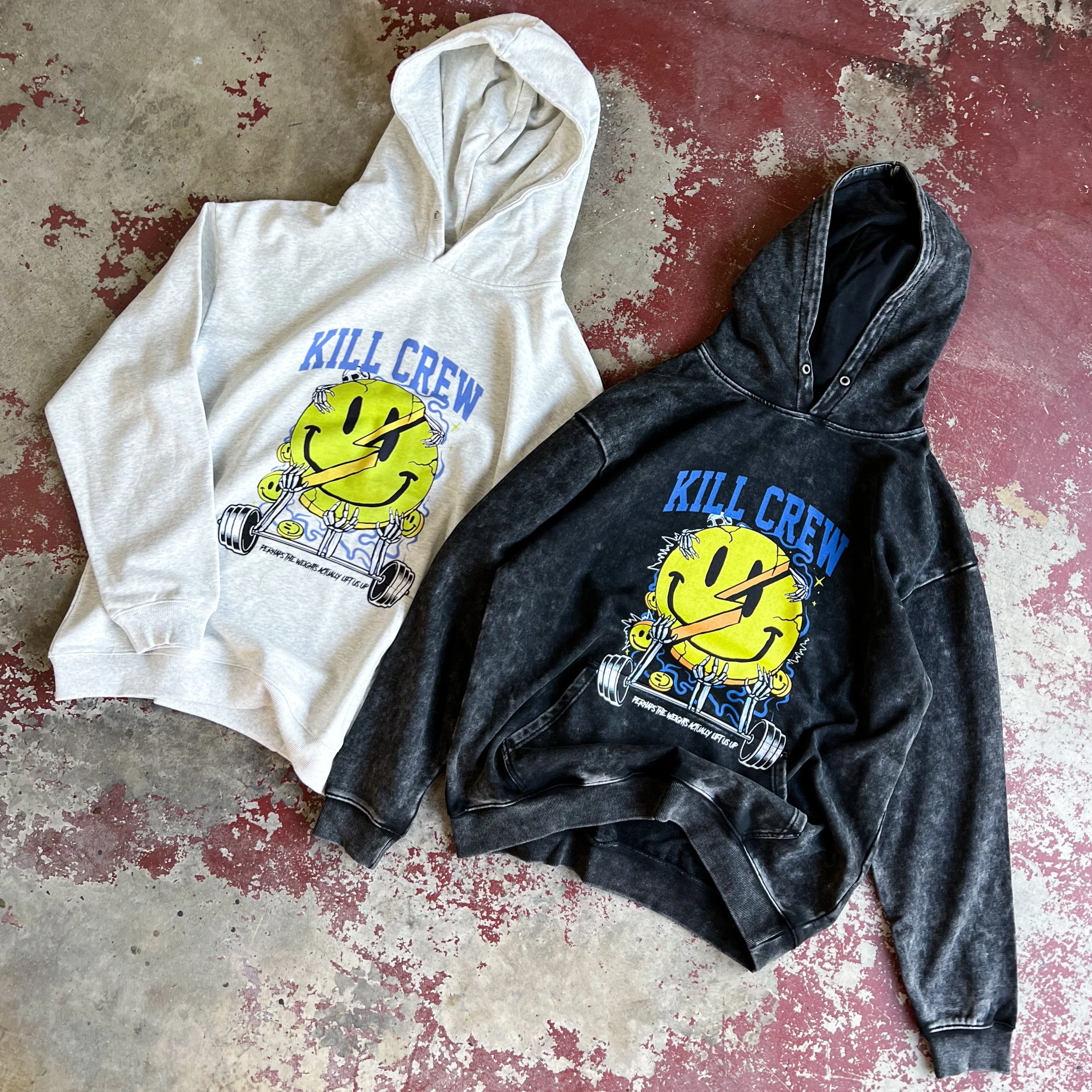 OVERSIZED LUX "WEIGHTS LIFT US UP" HOODIE - GREY - Image 4