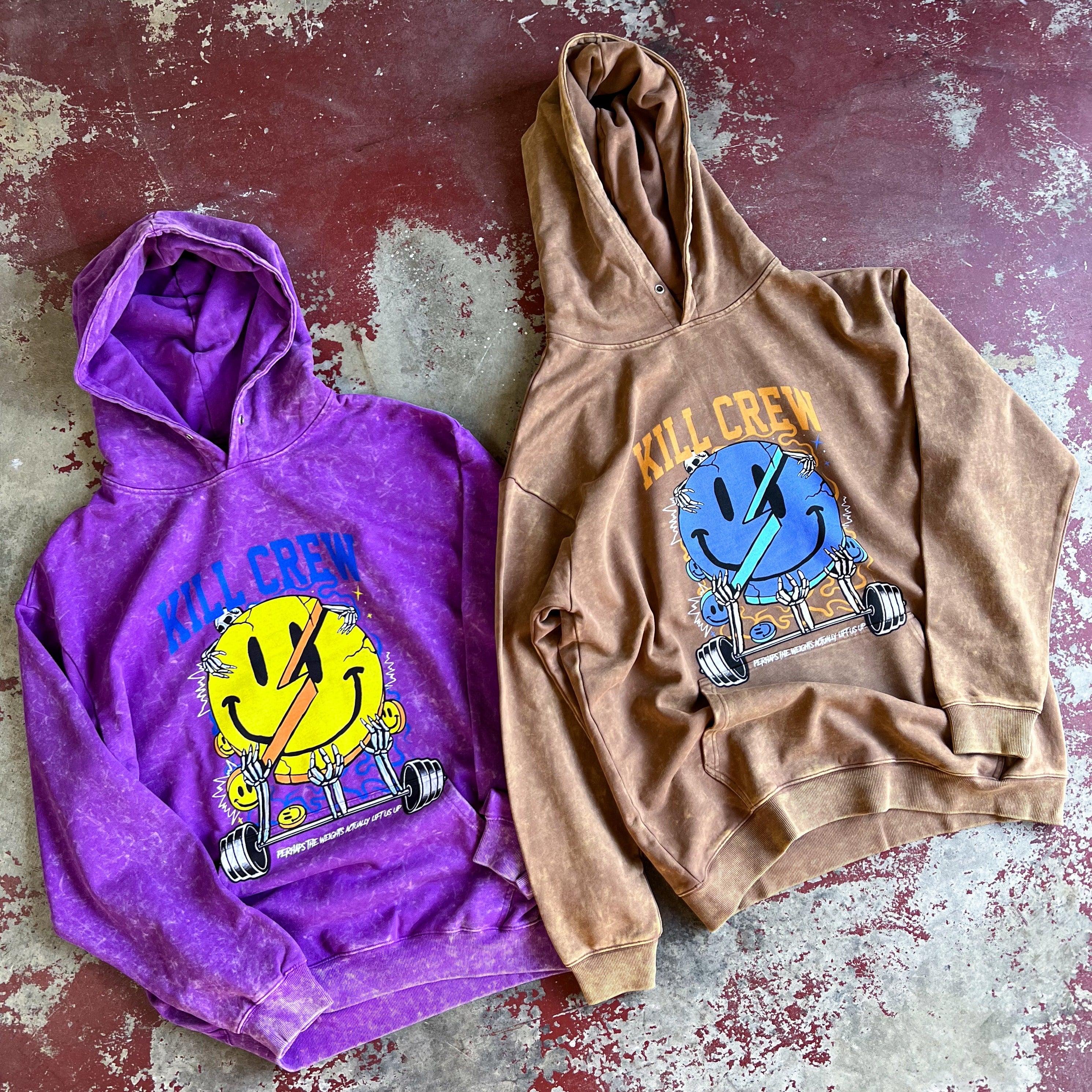 OVERSIZED LUX "WEIGHTS LIFT US UP" HOODIE - PURPLE - Image 4