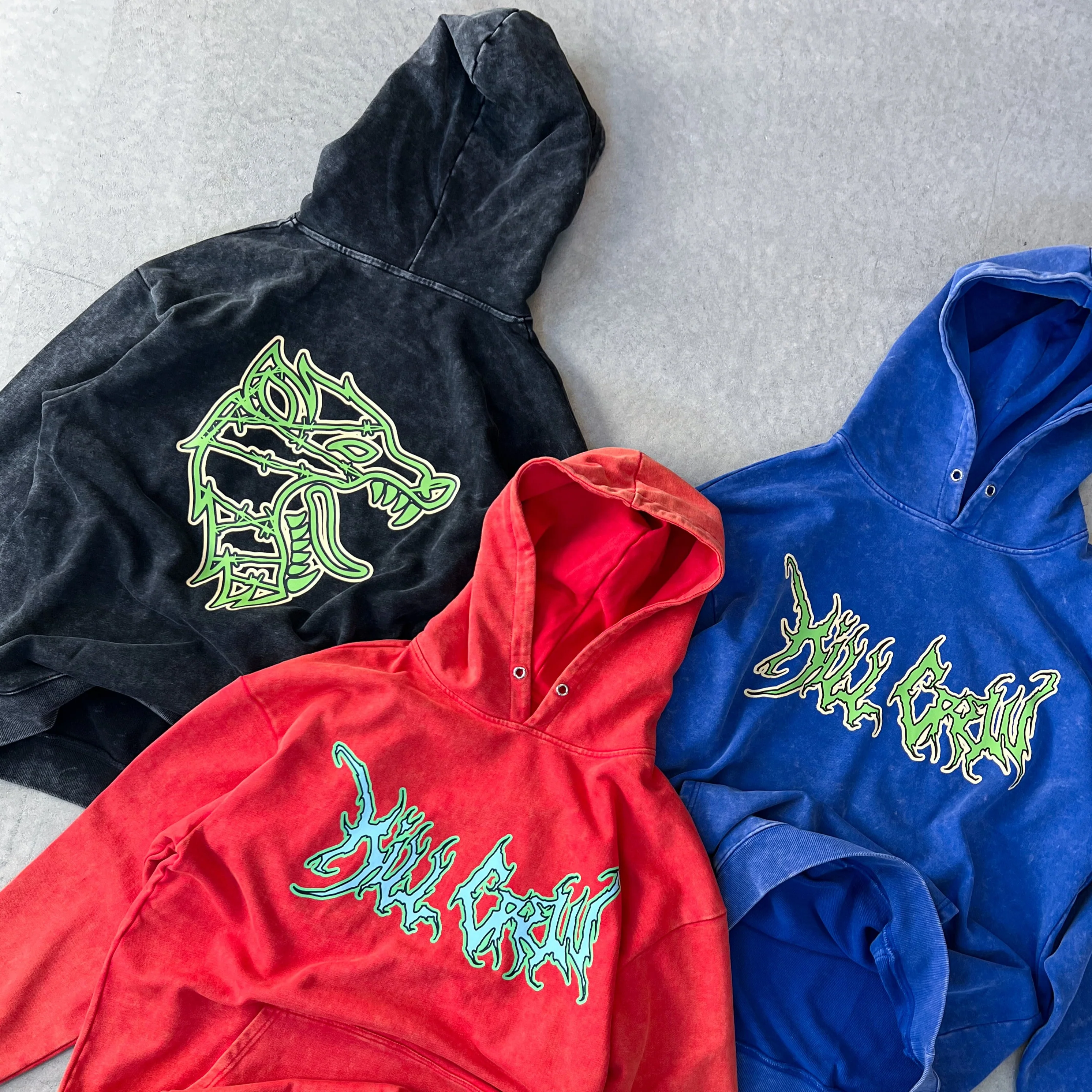 OVERSIZED LUX WOLF HOODIE - BLACK / GREEN - Image 4