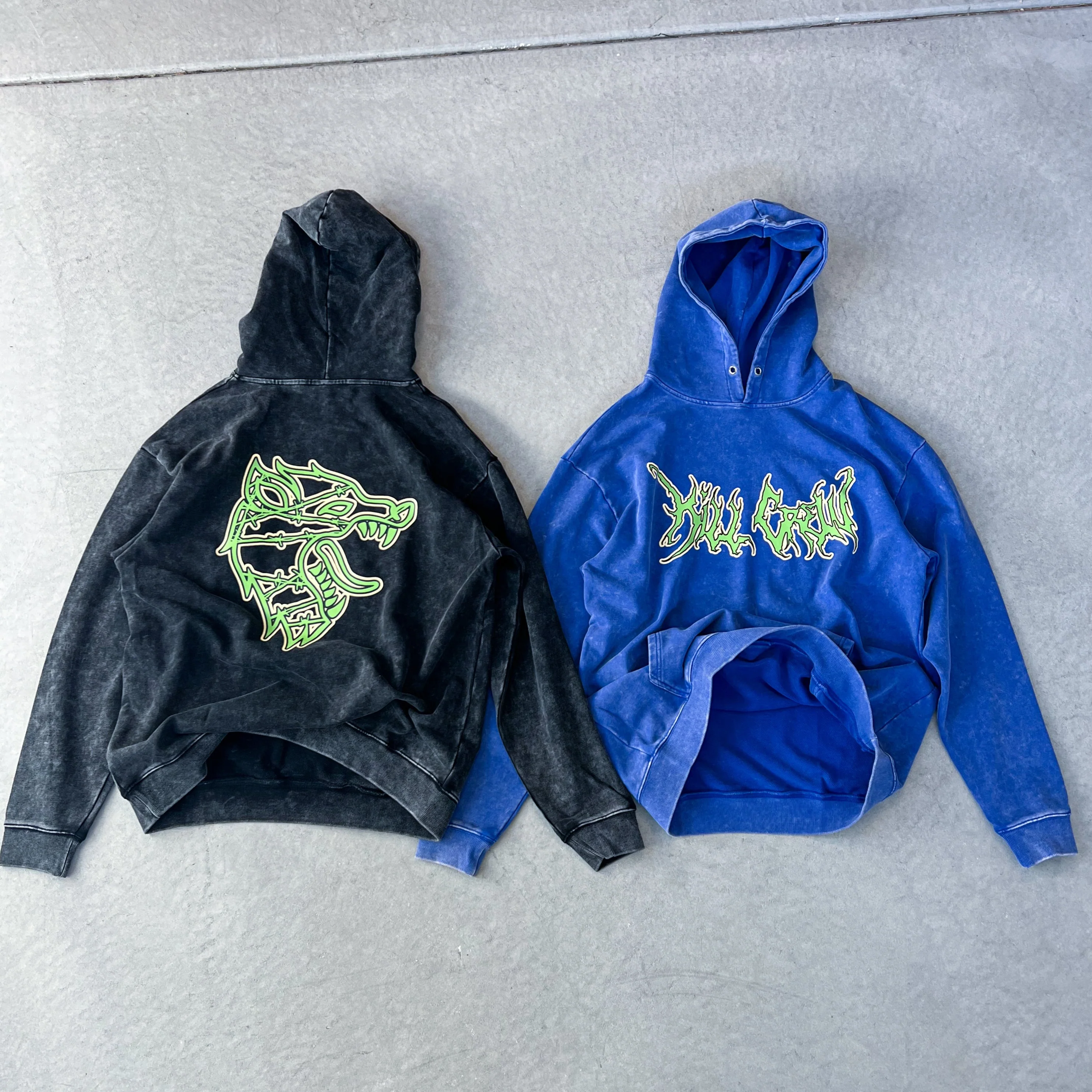 OVERSIZED LUX WOLF HOODIE - BLUE / GREEN - Image 3