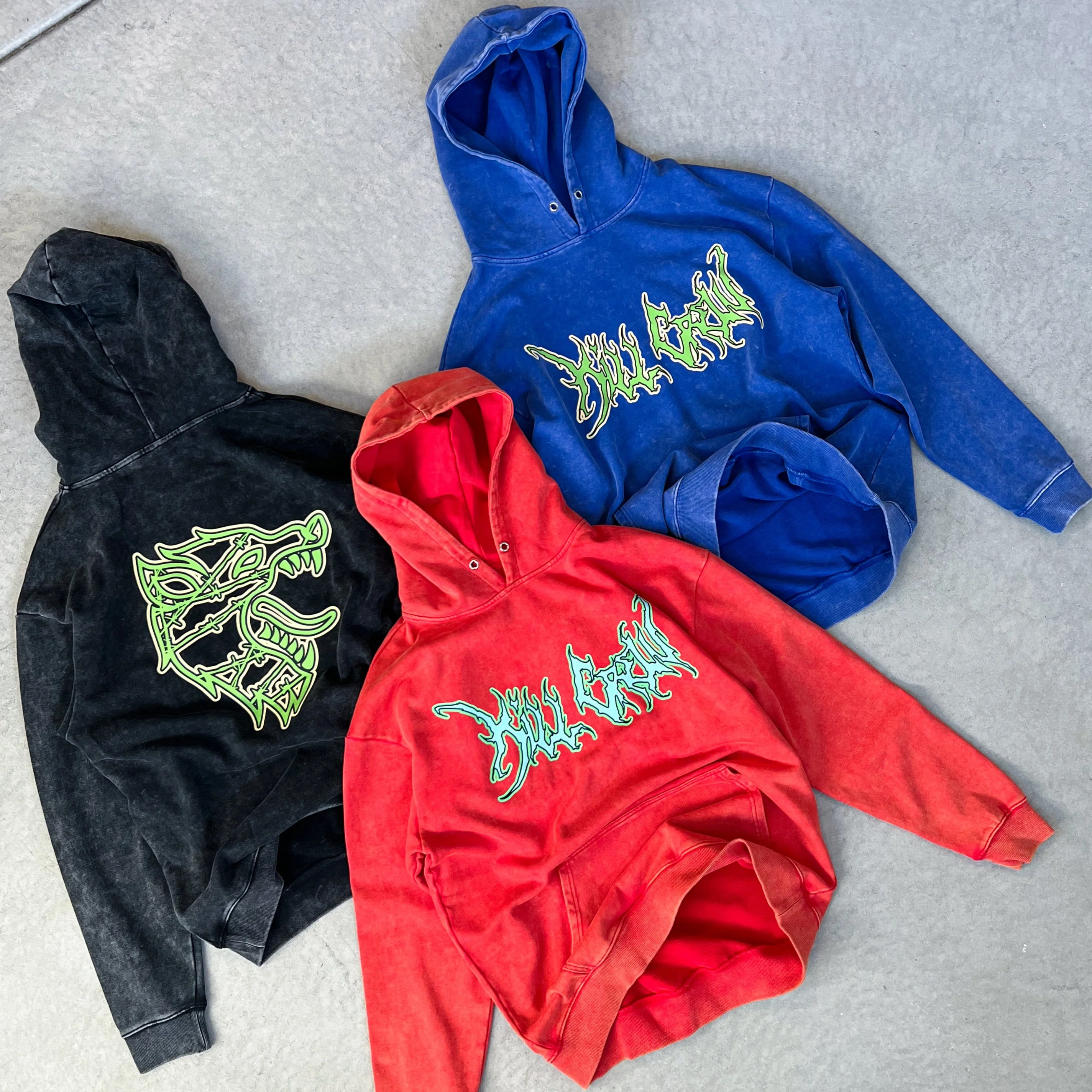 OVERSIZED LUX WOLF HOODIE - BLUE / GREEN - Image 4