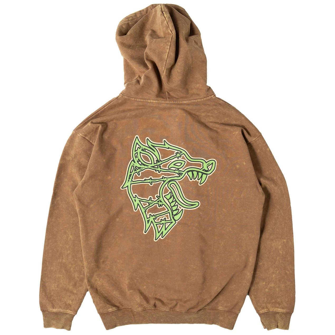 OVERSIZED LUX WOLF HOODIE - BROWN / GREEN - Image 2