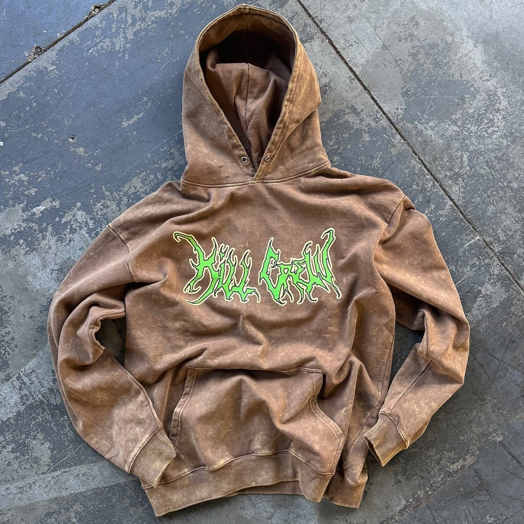 OVERSIZED LUX WOLF HOODIE - BROWN / GREEN - Image 3