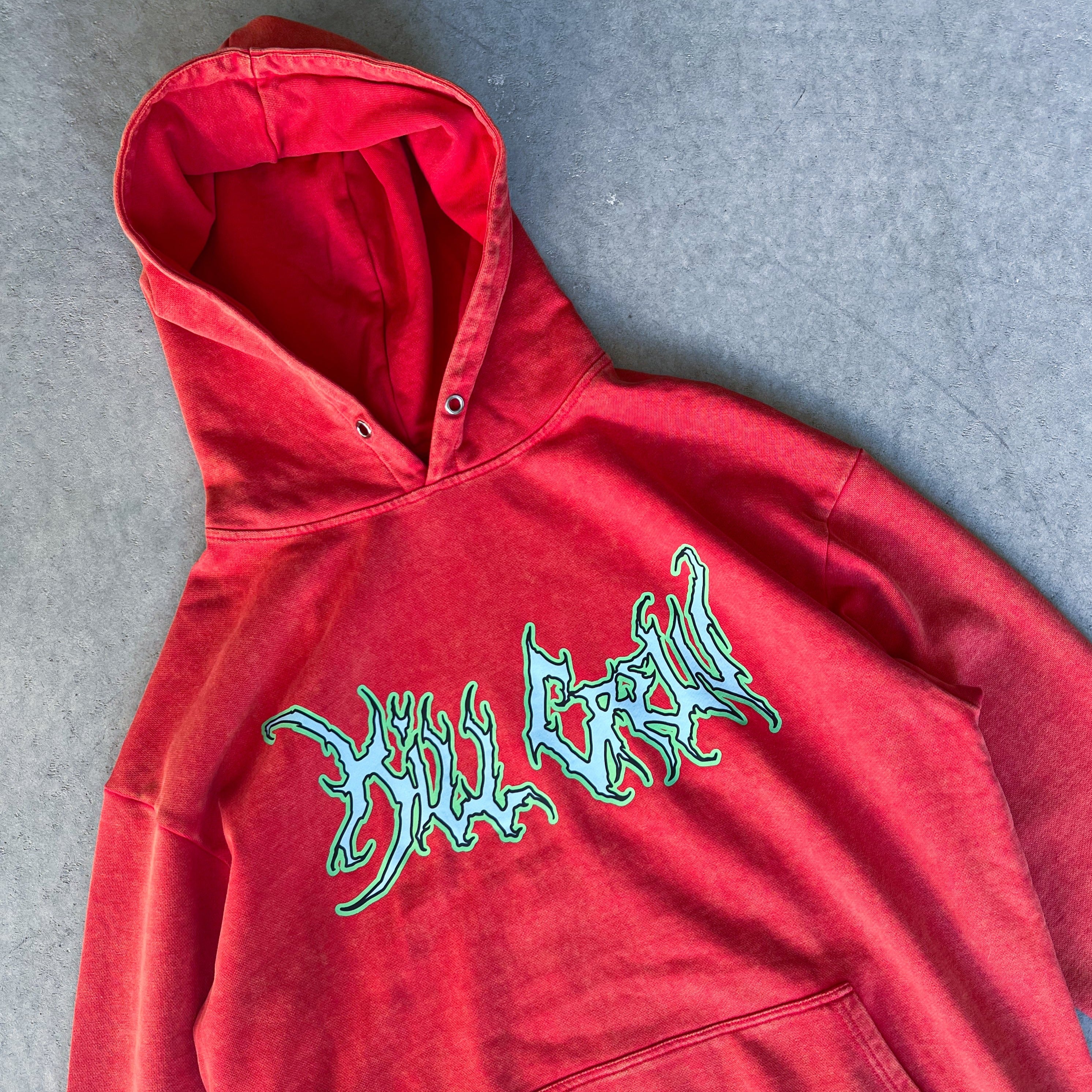 OVERSIZED LUX WOLF HOODIE - RED / GREEN - Image 2