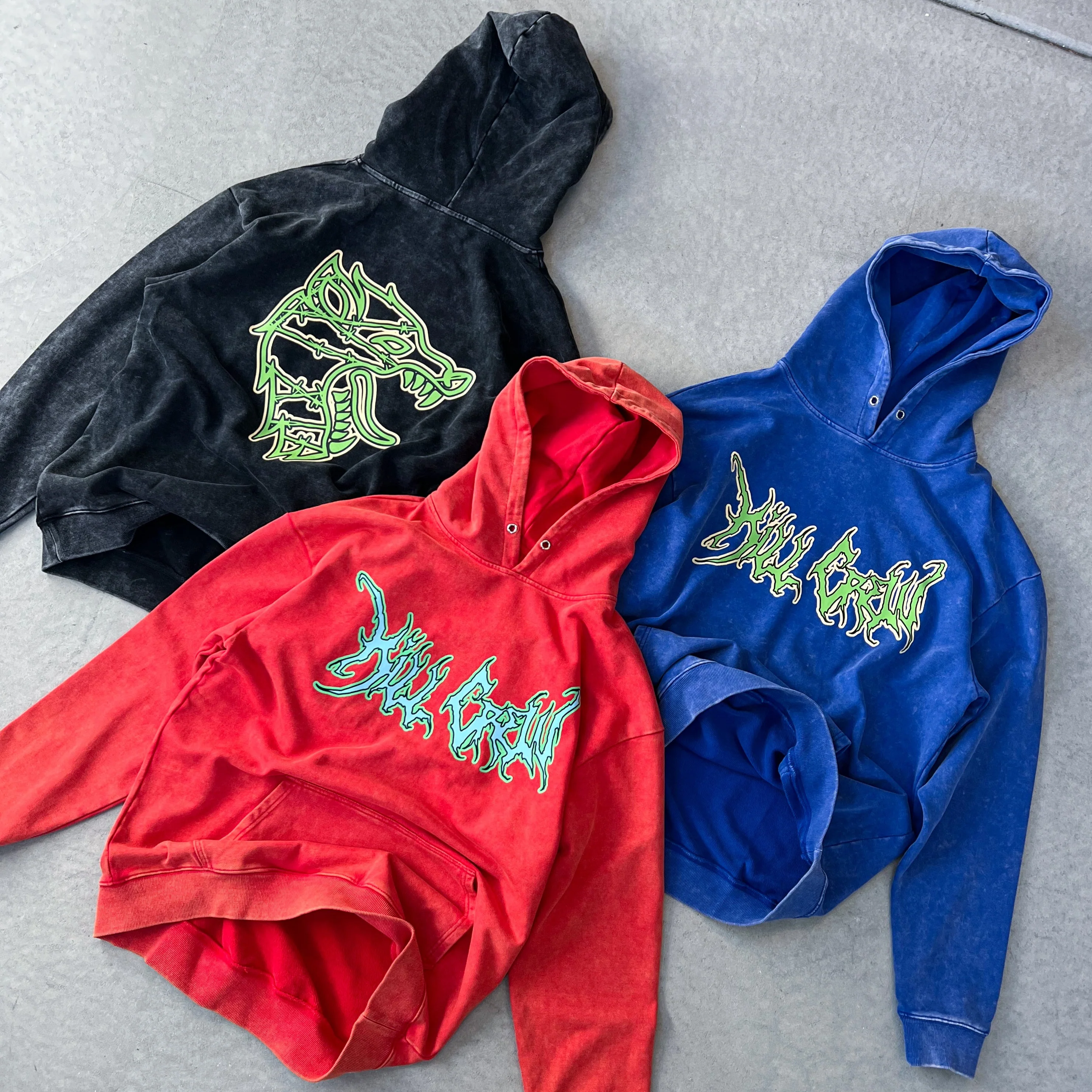 OVERSIZED LUX WOLF HOODIE - RED / GREEN - Image 4