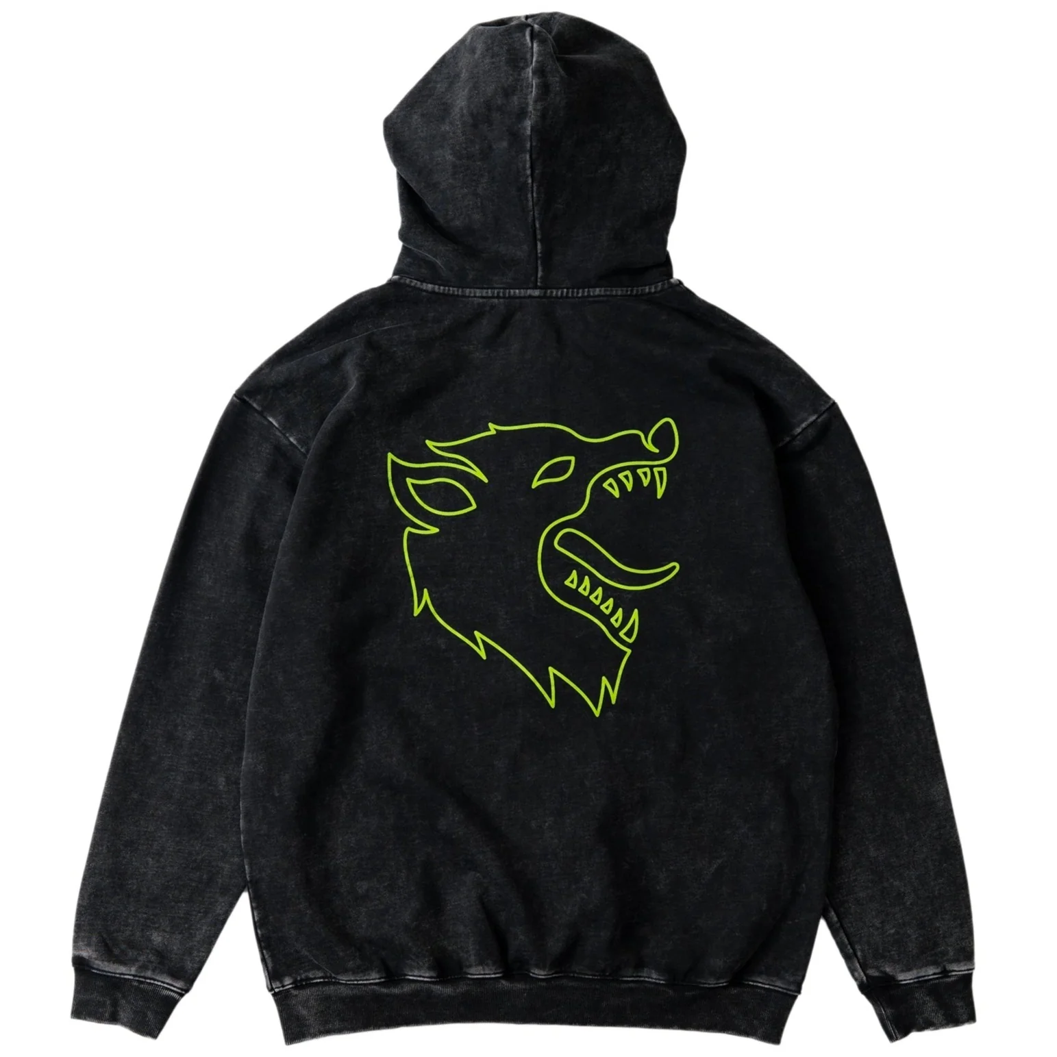OVERSIZED LUX WOLF ZIP UP HOODIE - BLACK / GREEN - Image 2