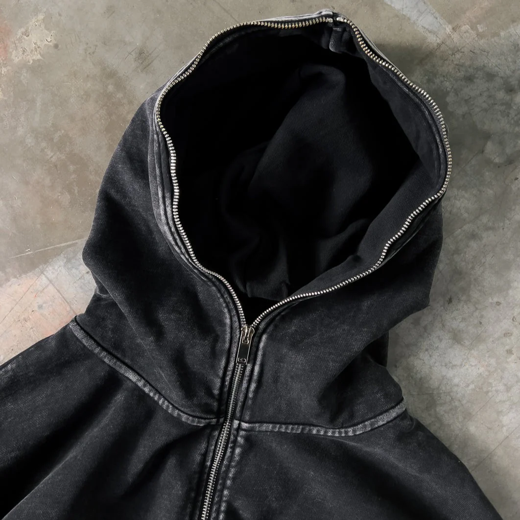 OVERSIZED LUX WOLF ZIP UP HOODIE - BLACK / GREEN - Image 4
