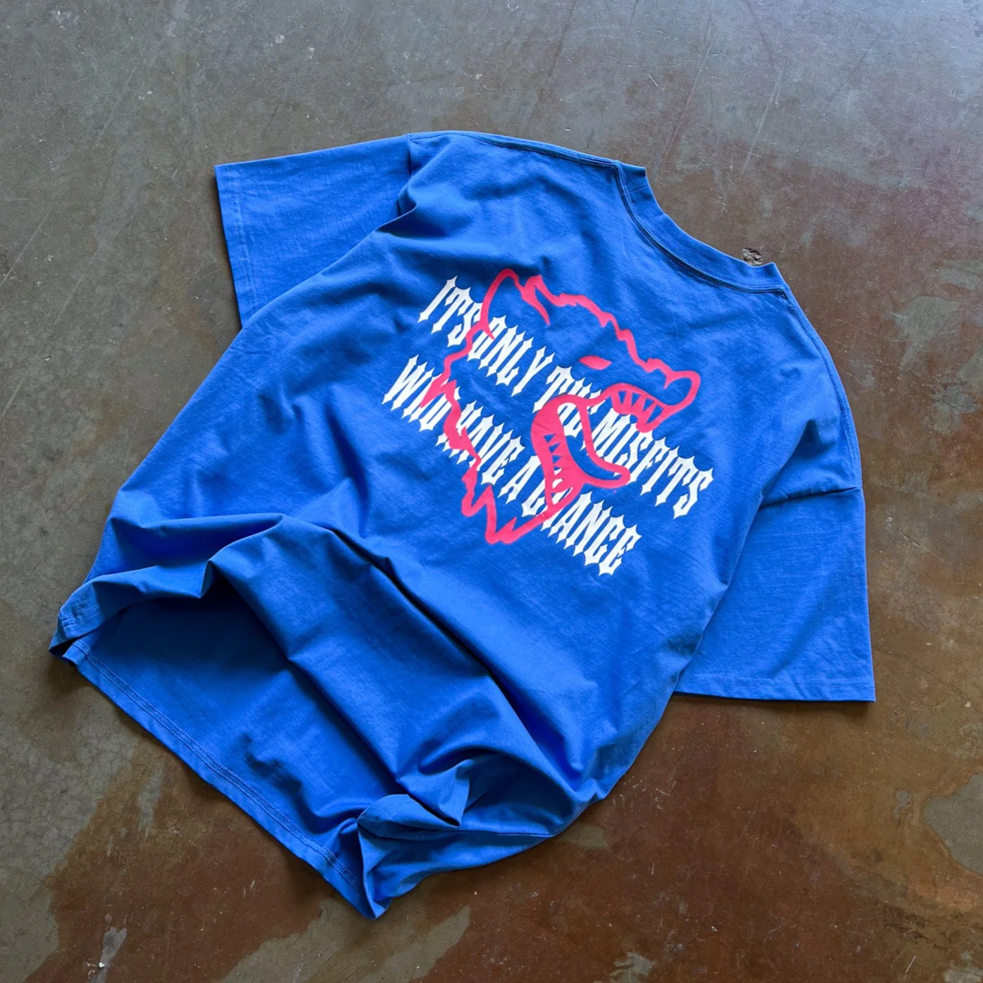 OVERSIZED MISFITS HAVE A CHANCE T-SHIRT - BLUE - Image 3