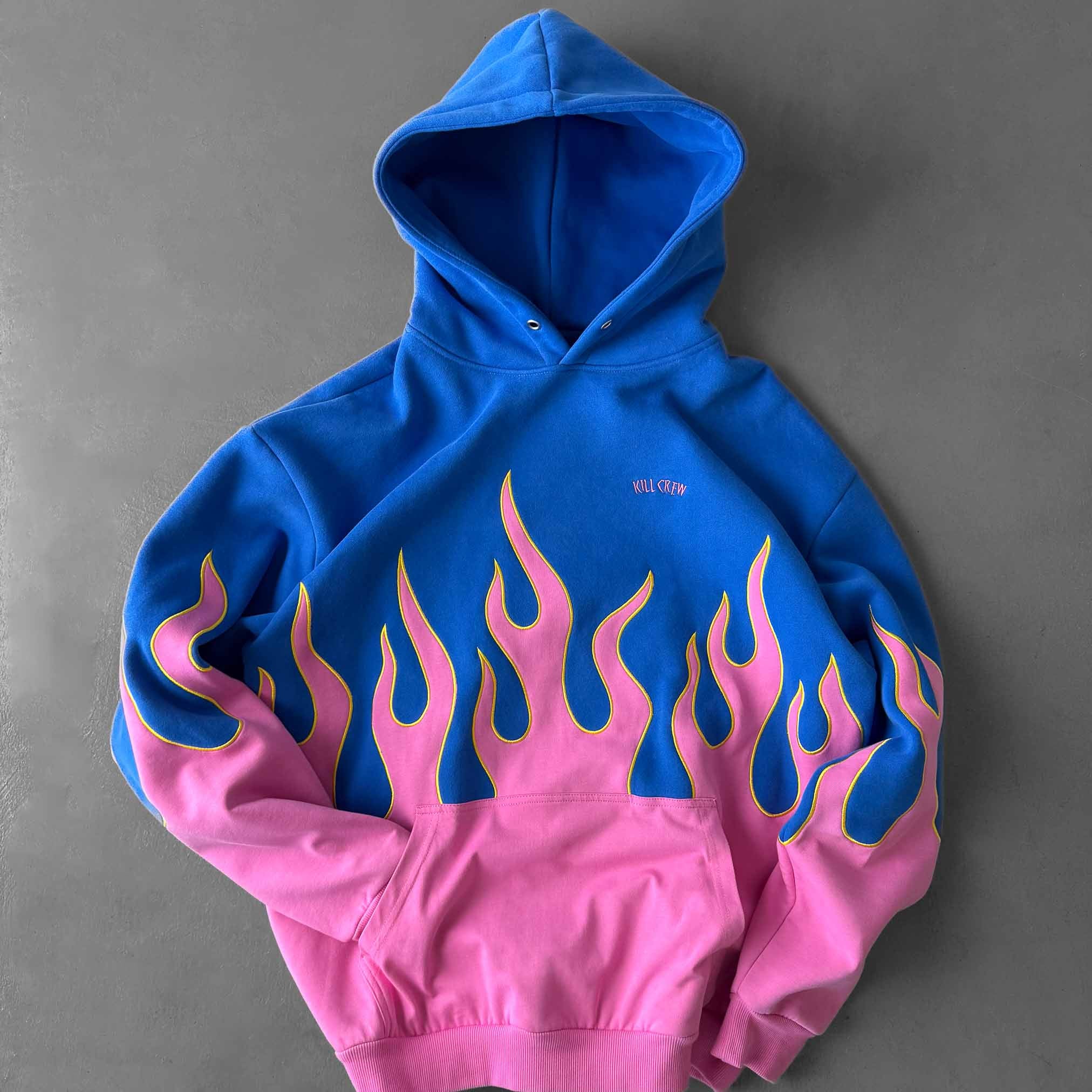 OVERSIZED PREMIUM HEATER HOODIE - BLUE / PINK - Image 5