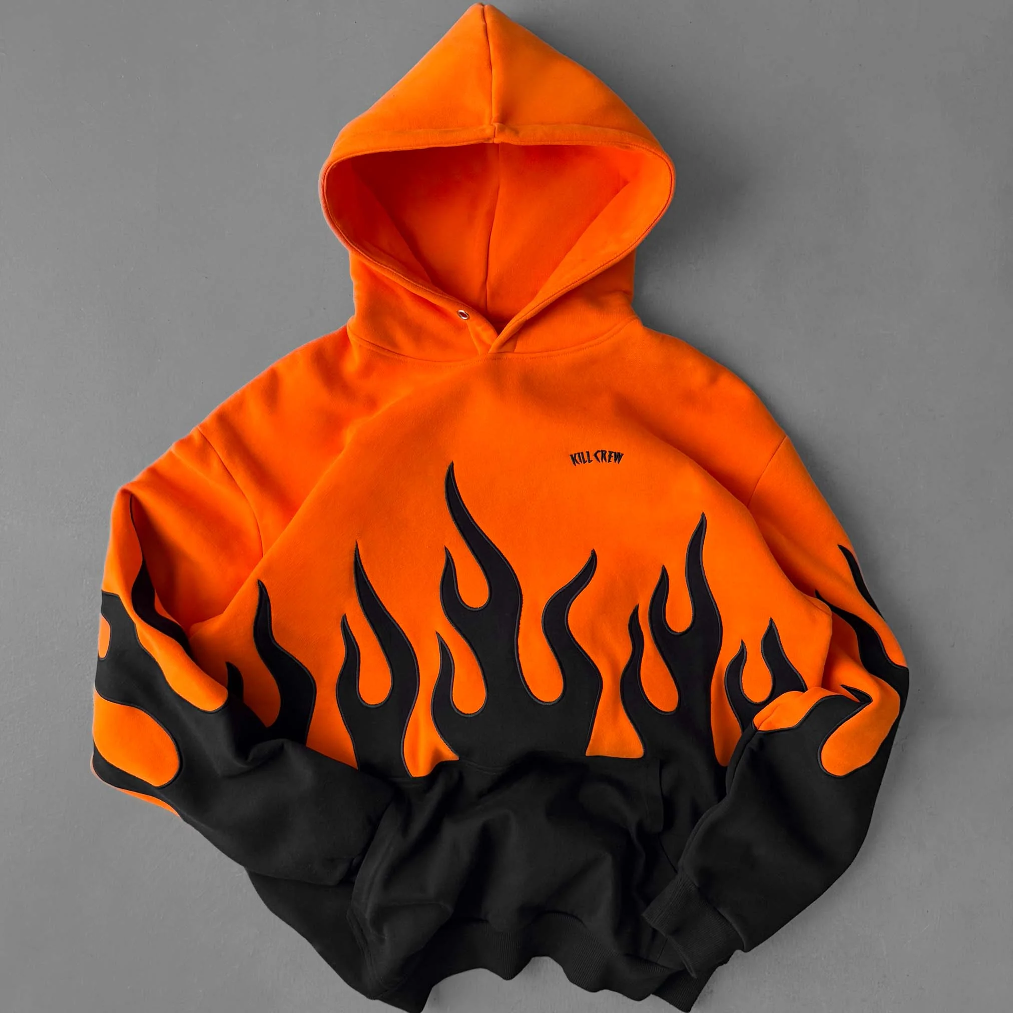 OVERSIZED PREMIUM HEATER HOODIE - ORANGE / BLACK - Image 5