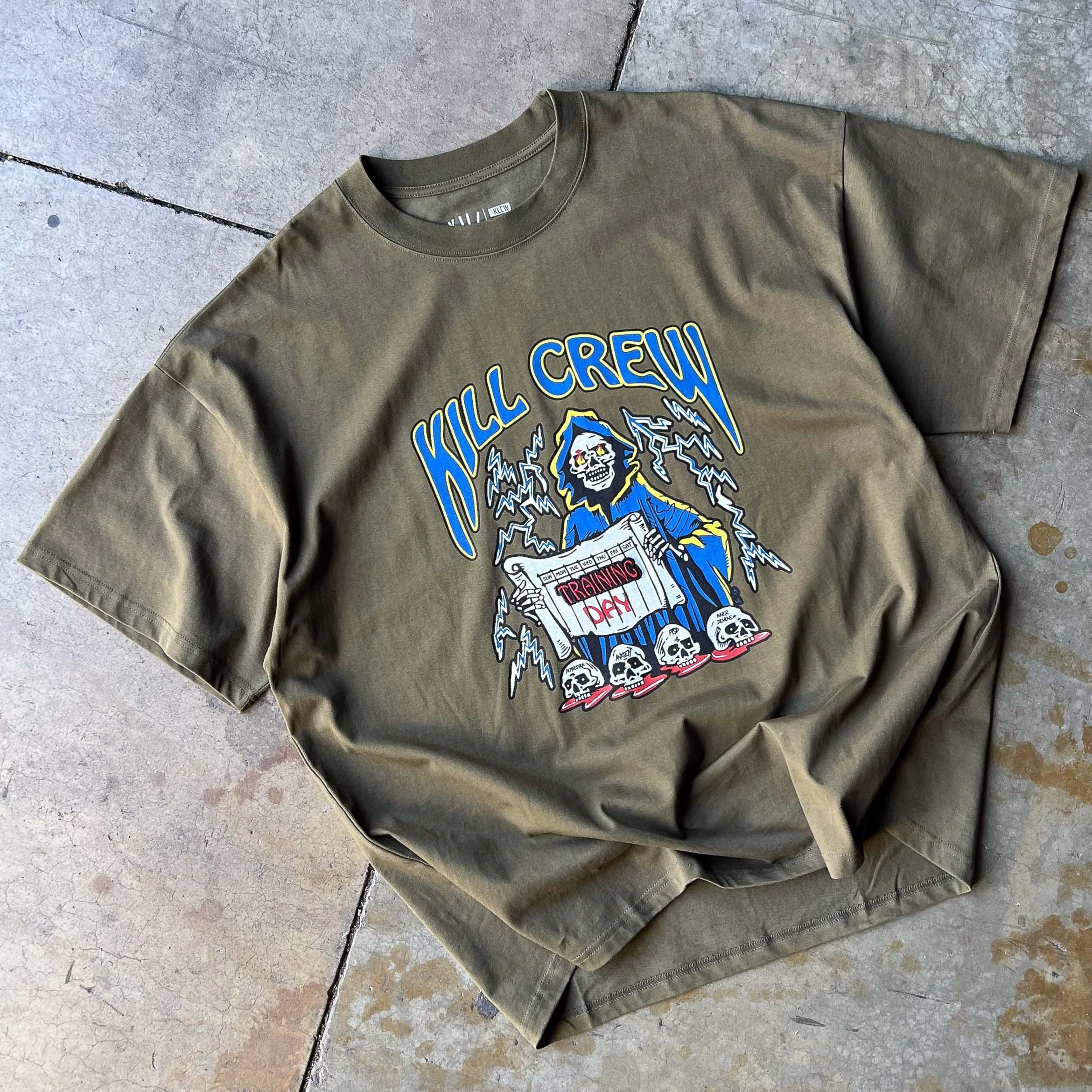 OVERSIZED TRAINING DAY T-SHIRT - OLIVE - Image 2