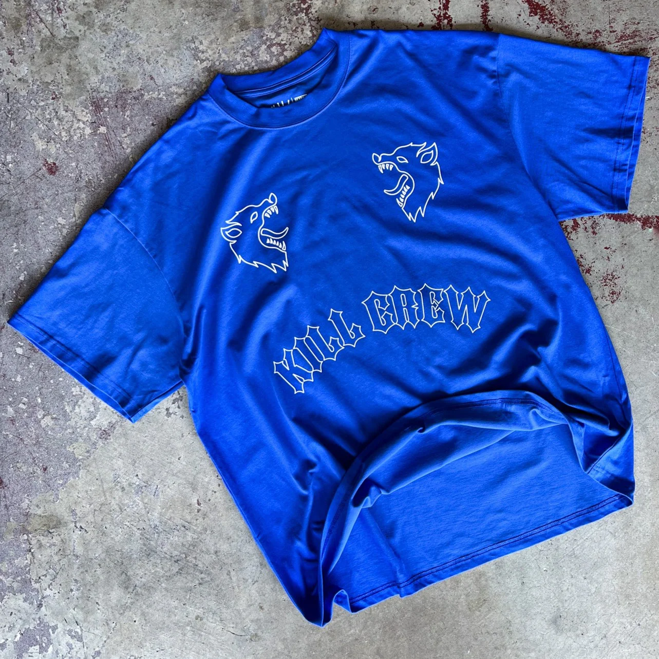 OVERSIZED "TWO WOLVES" T-SHIRT - BLUE - Image 2