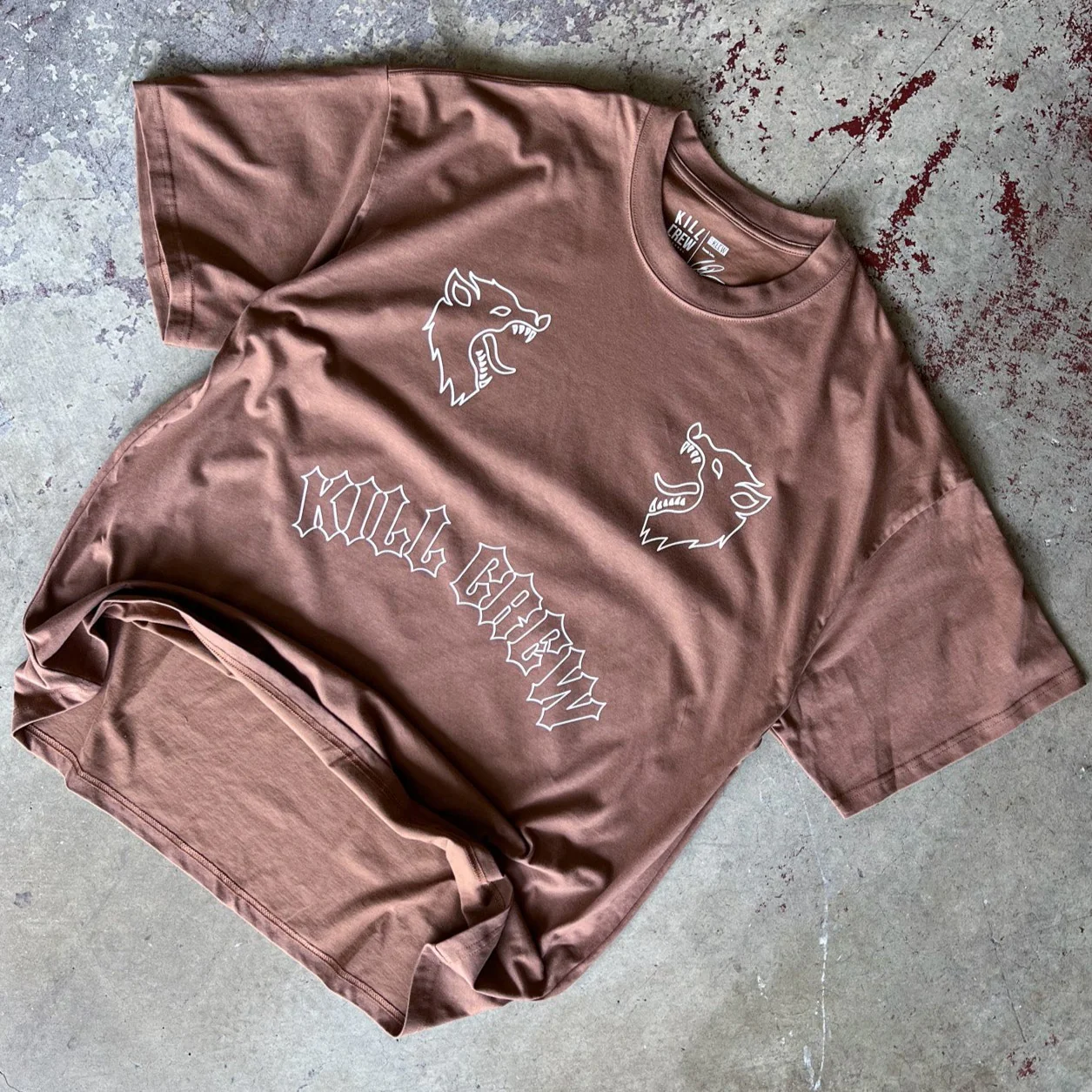 OVERSIZED "TWO WOLVES" T-SHIRT - BROWN - Image 2