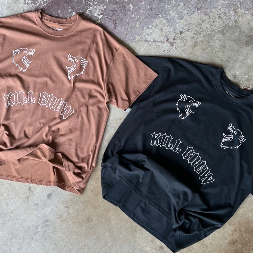 OVERSIZED "TWO WOLVES" T-SHIRT - BROWN - Image 4