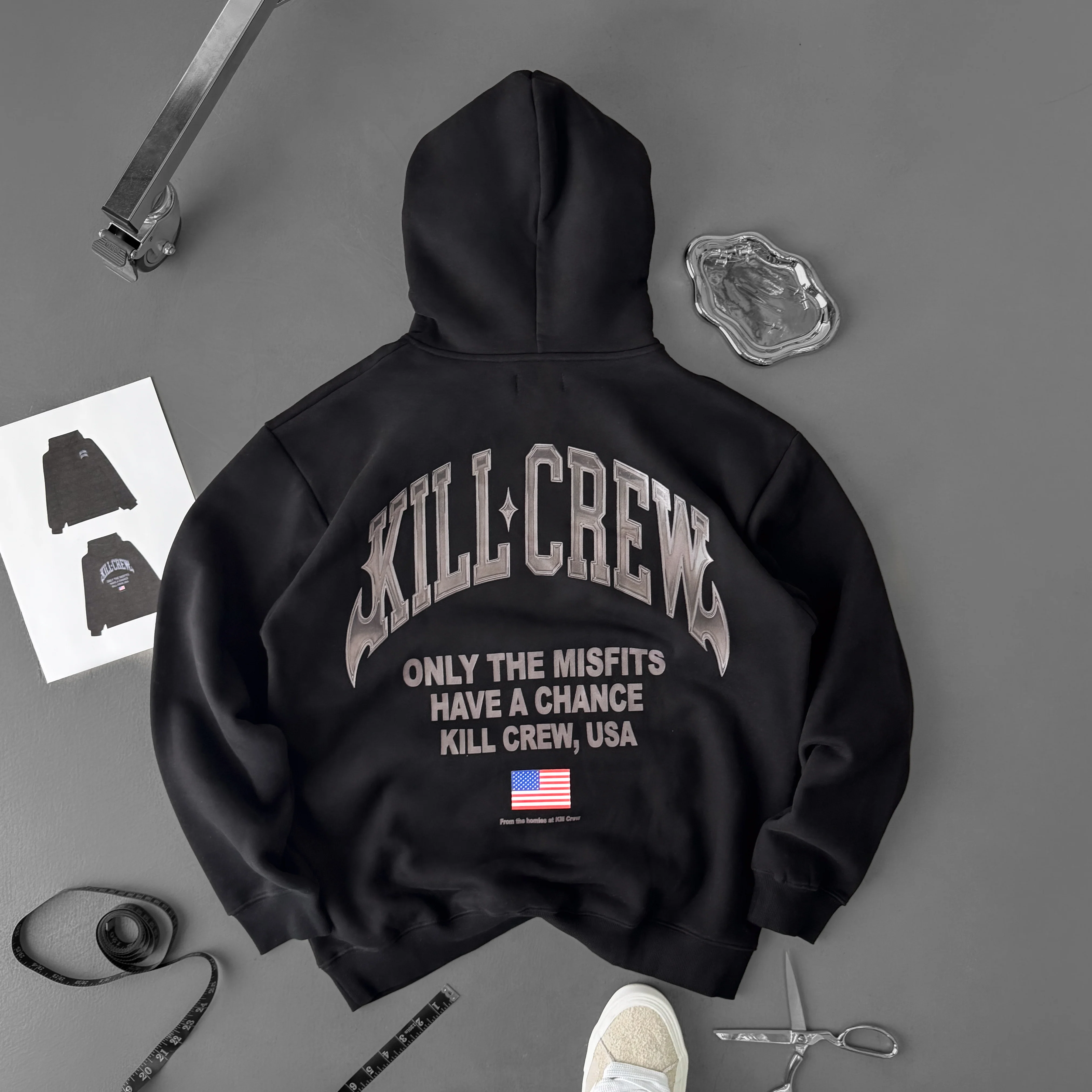 OVERSIZED LUX CHROME HOODIE - BLACKOUT - Image 5