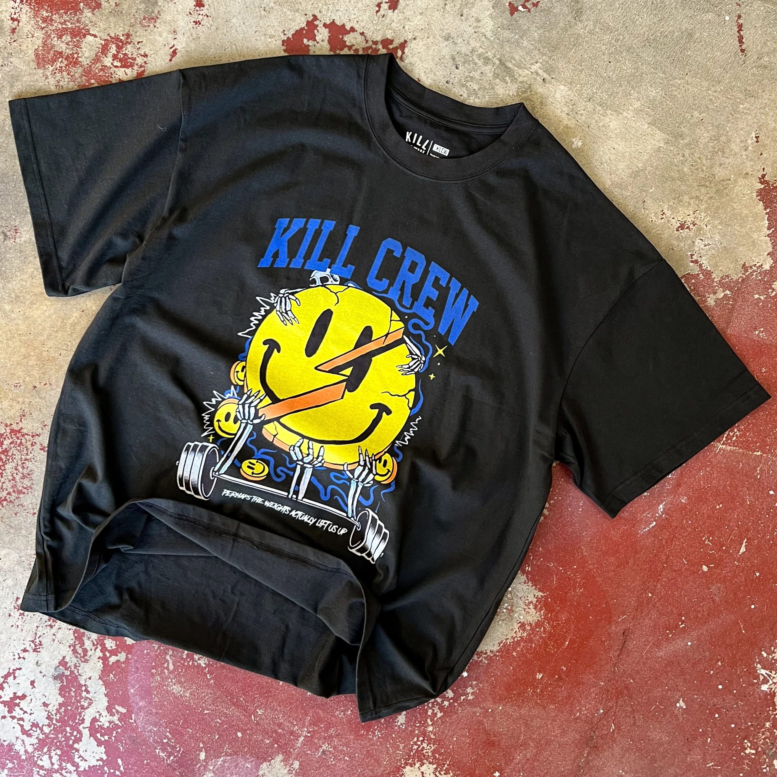 OVERSIZED "WEIGHTS LIFT US UP" T-SHIRT - BLACK - Image 2