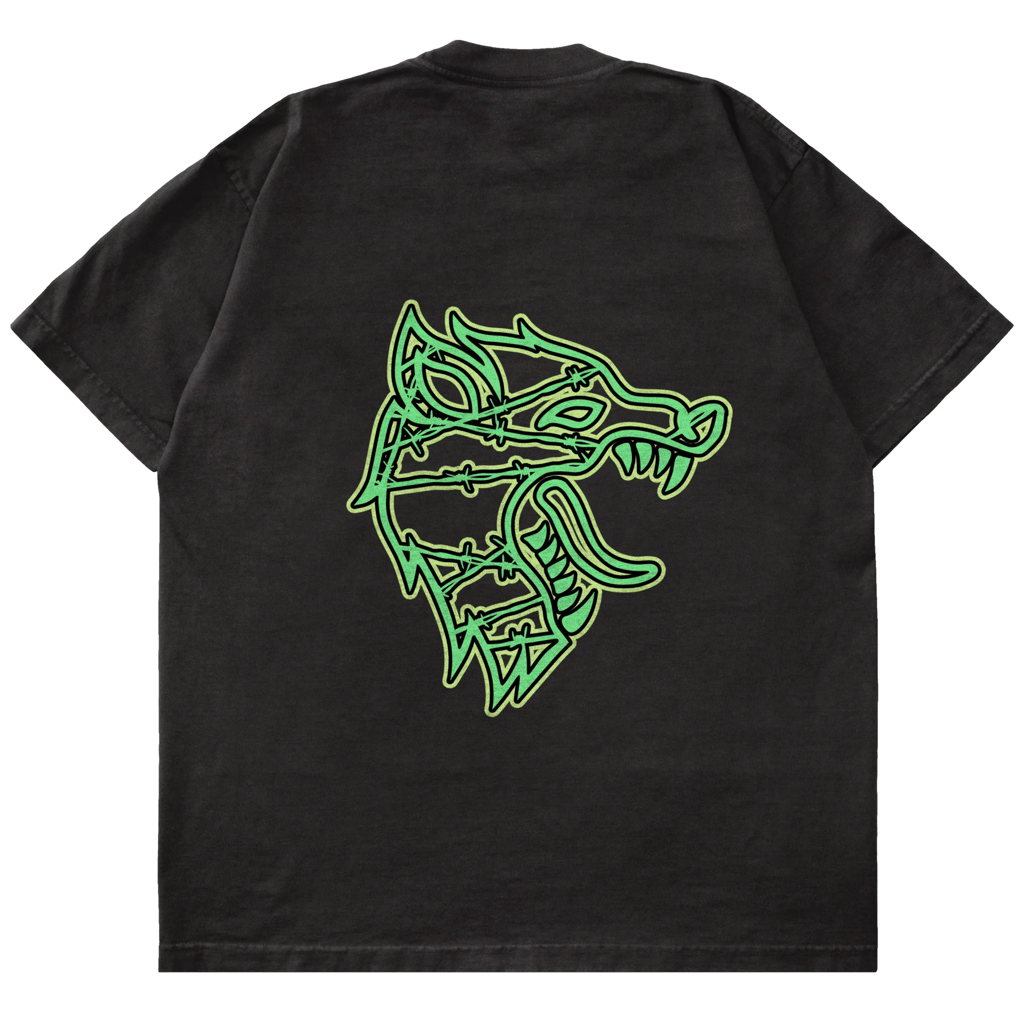 OVERSIZED WOLF T-SHIRT - BLACK / GREEN - Image 2