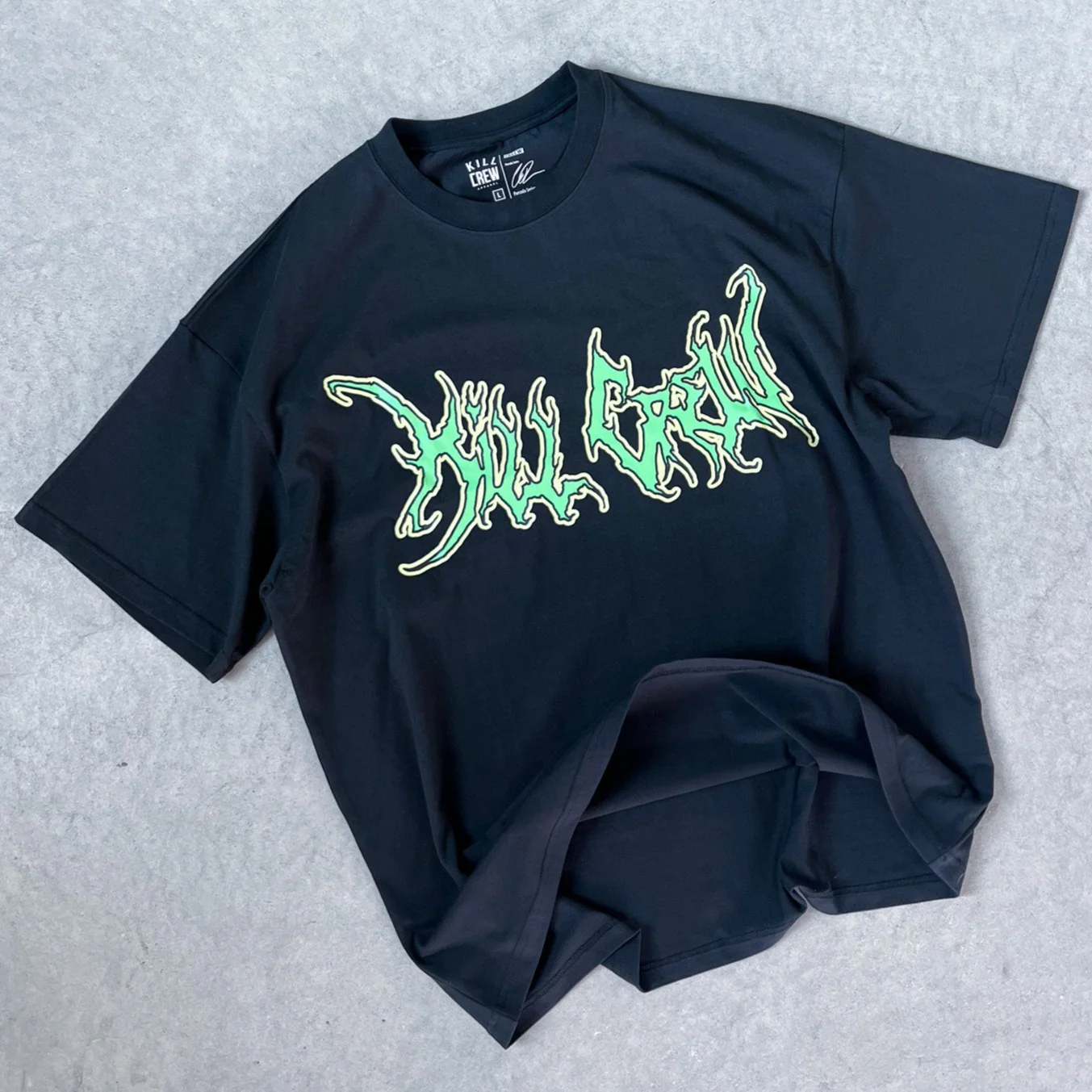OVERSIZED WOLF T-SHIRT - BLACK / GREEN - Image 3