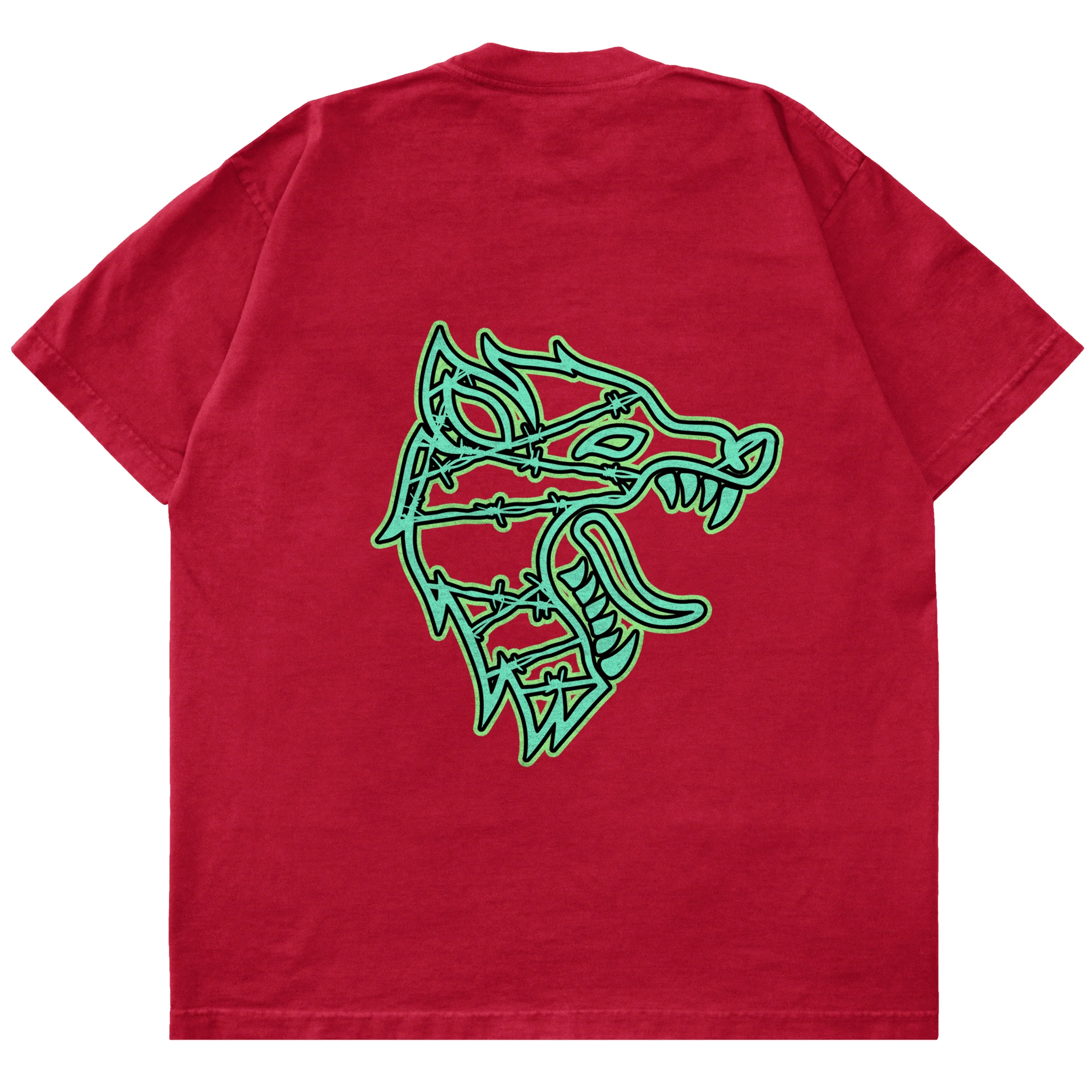 OVERSIZED WOLF T-SHIRT - RED - Image 2