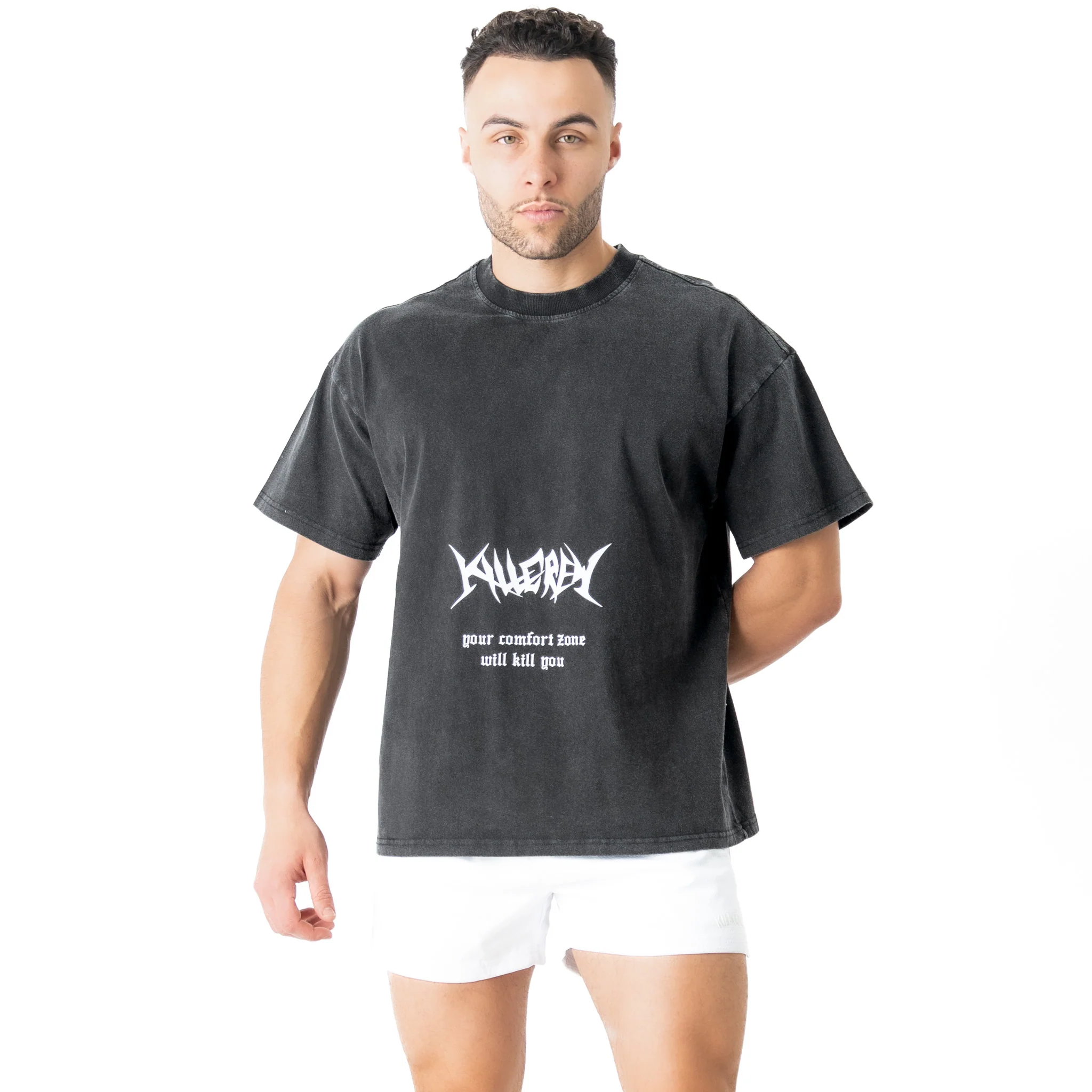 RELAXED FIT LUX "COMFORT ZONE" T-SHIRT - BLACK / WHITE - Image 3
