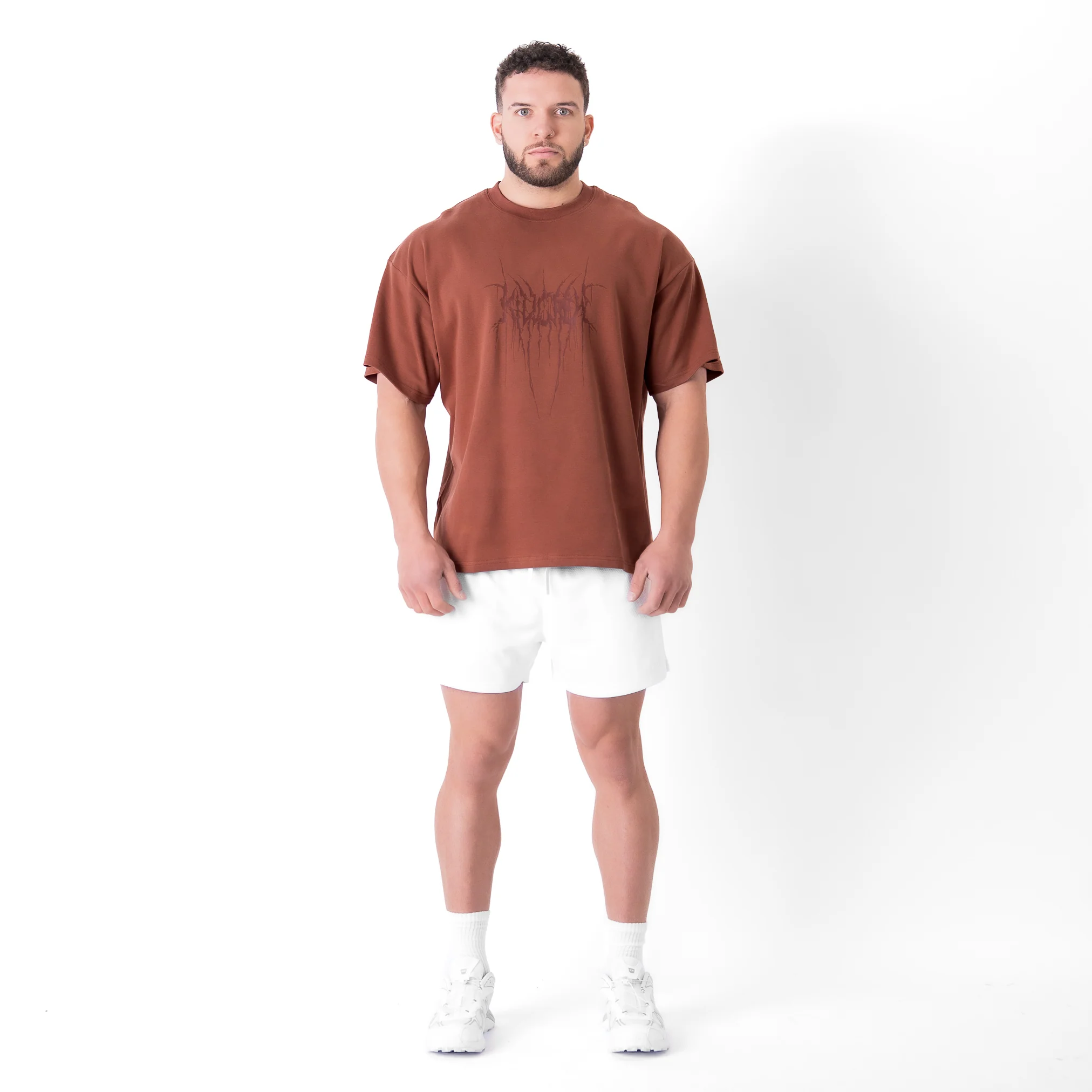 RELAXED FIT NATURAL COTTON "SWEAT & BLEED" T-SHIRT - BROWN - Image 4
