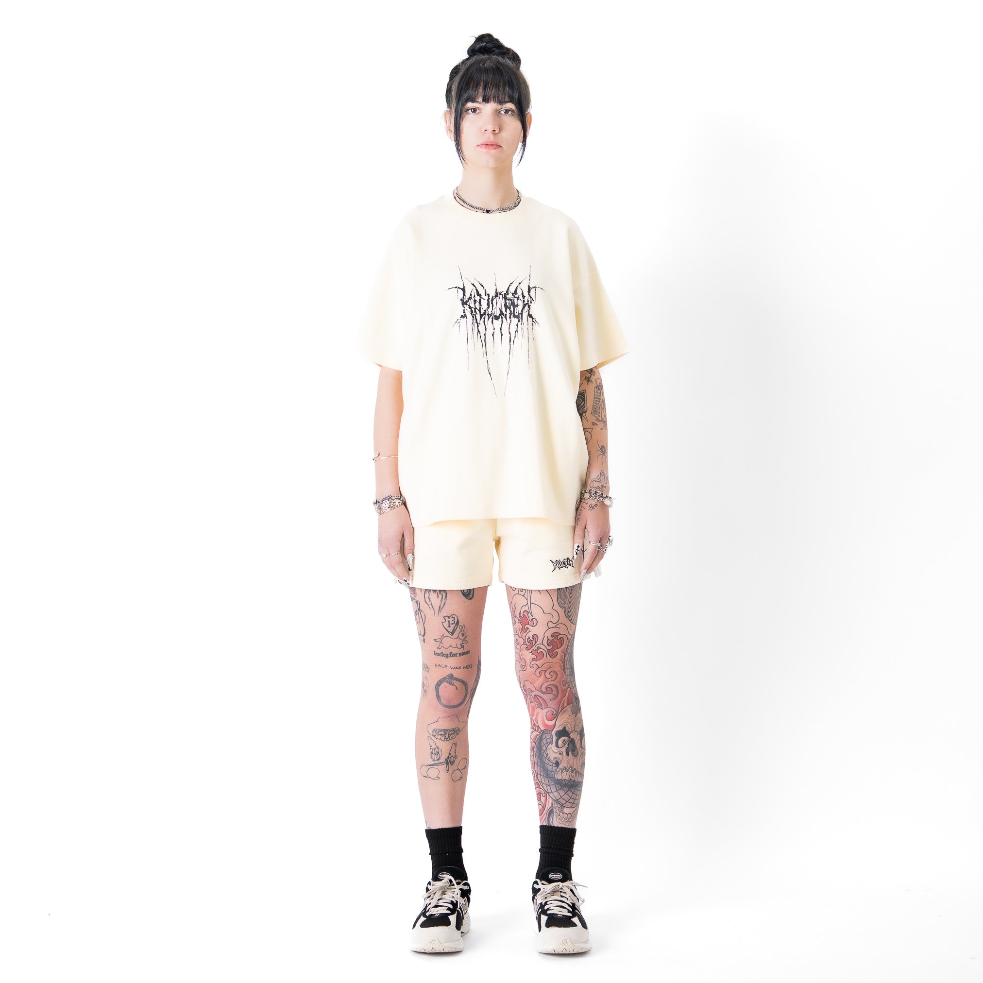 RELAXED FIT NATURAL COTTON "SWEAT & BLEED" T-SHIRT - CREAM - Image 4